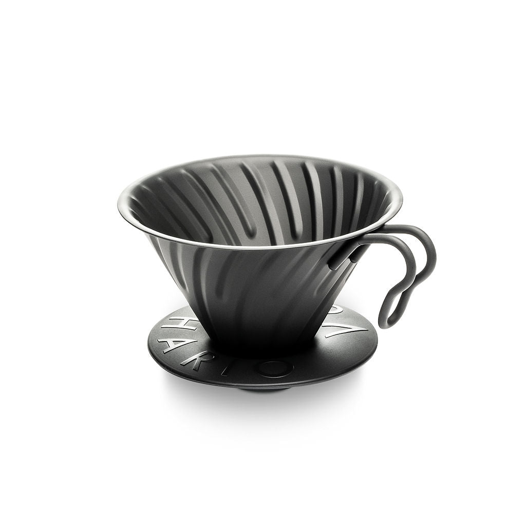 Black Hario V60 02 Metal Pour-Over Coffee Dripper