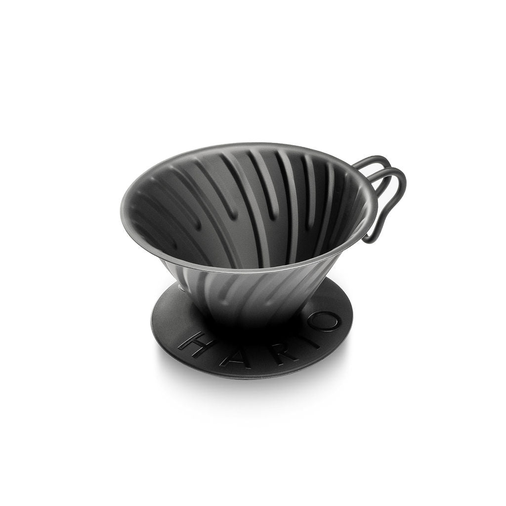 Black Hario V60 02 Metal Pour-Over Coffee Dripper