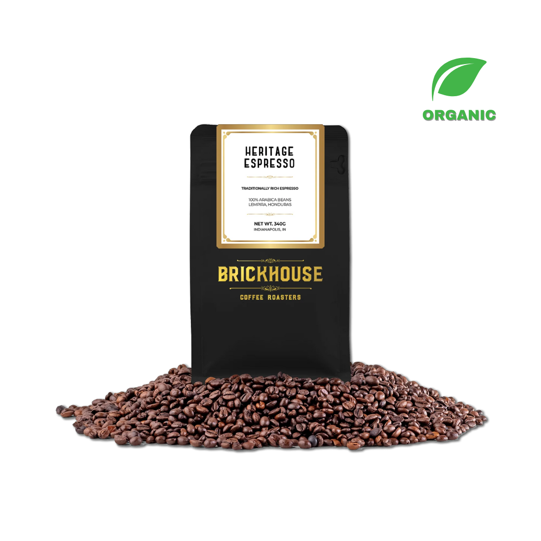 Brickhouse Coffee Co. Heritage Espresso Medium Roast Coffee, Whole Bean 12 oz & Ground 12 oz