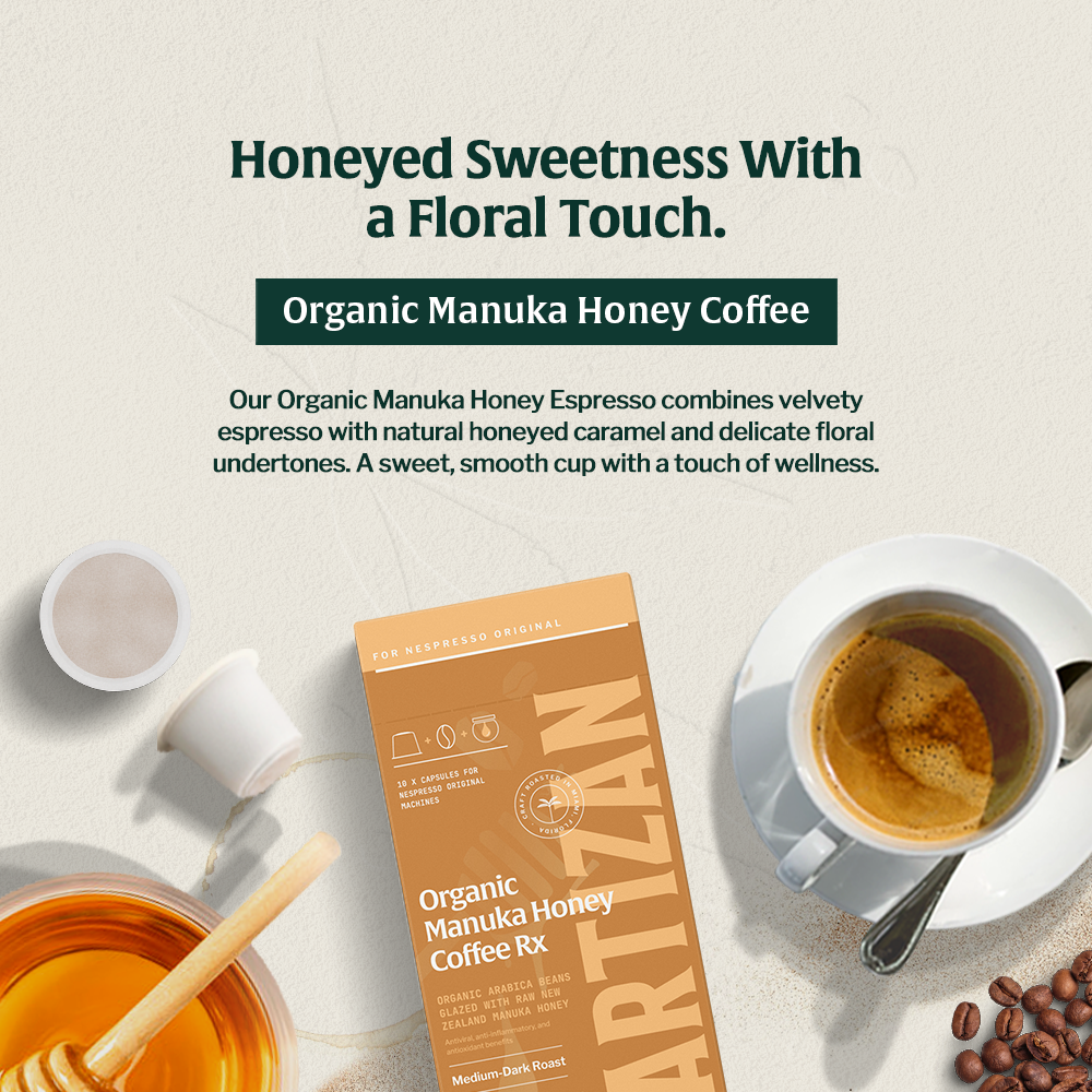 Artizan Organic Manuka Honey Espresso Capsules for Nespresso Original, 10-Pack