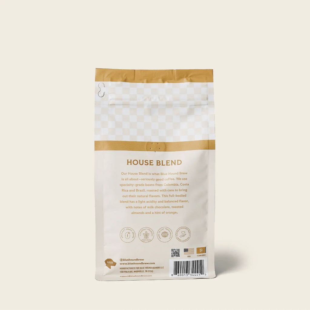 Blue Hound Brew House Blend Coffee, Medium Roast in a 12oz bag for your home coffee maker.