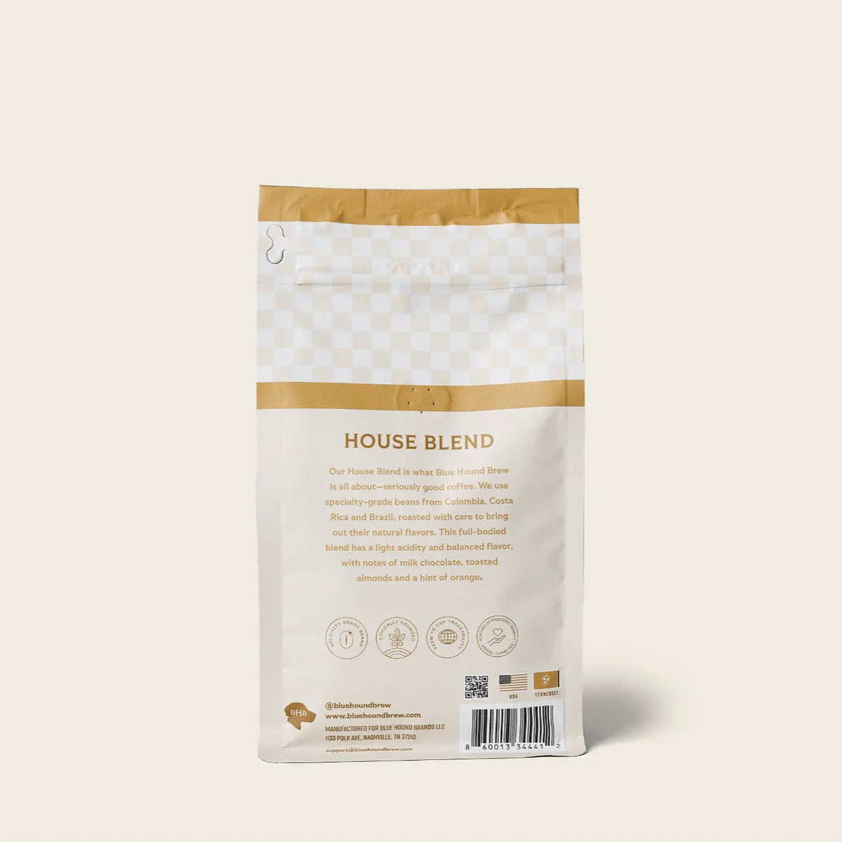 Blue Hound Brew House Blend Coffee, Medium Roast in a 12oz bag for your home coffee maker.