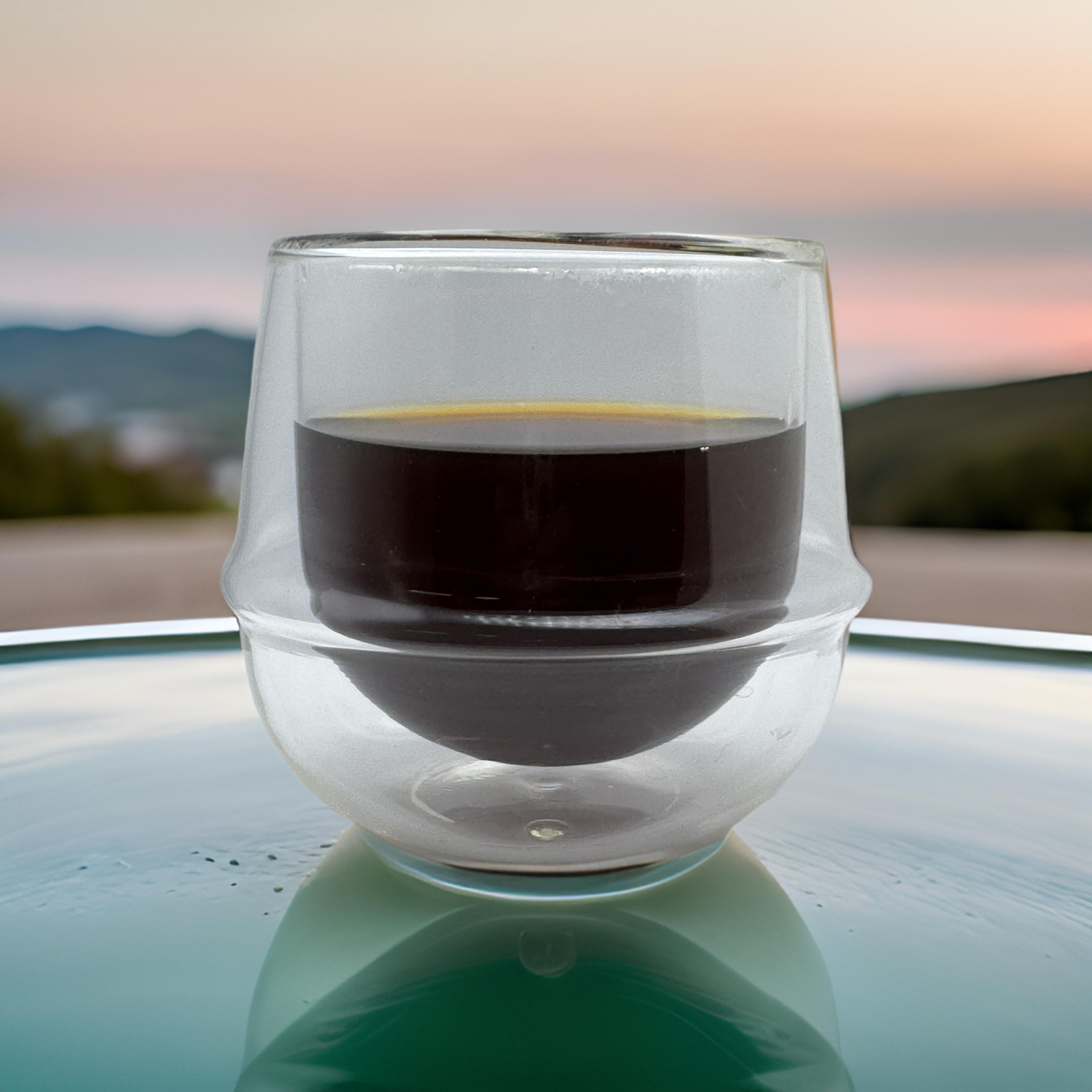 Hand-Blown Double-Wall Floating Coffee Glass – Short 250ml | Good Brothers Coffee