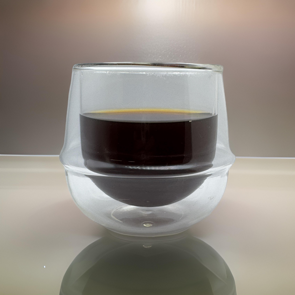 Hand-Blown Double-Wall Floating Coffee Glass – Short 250ml | Good Brothers Coffee