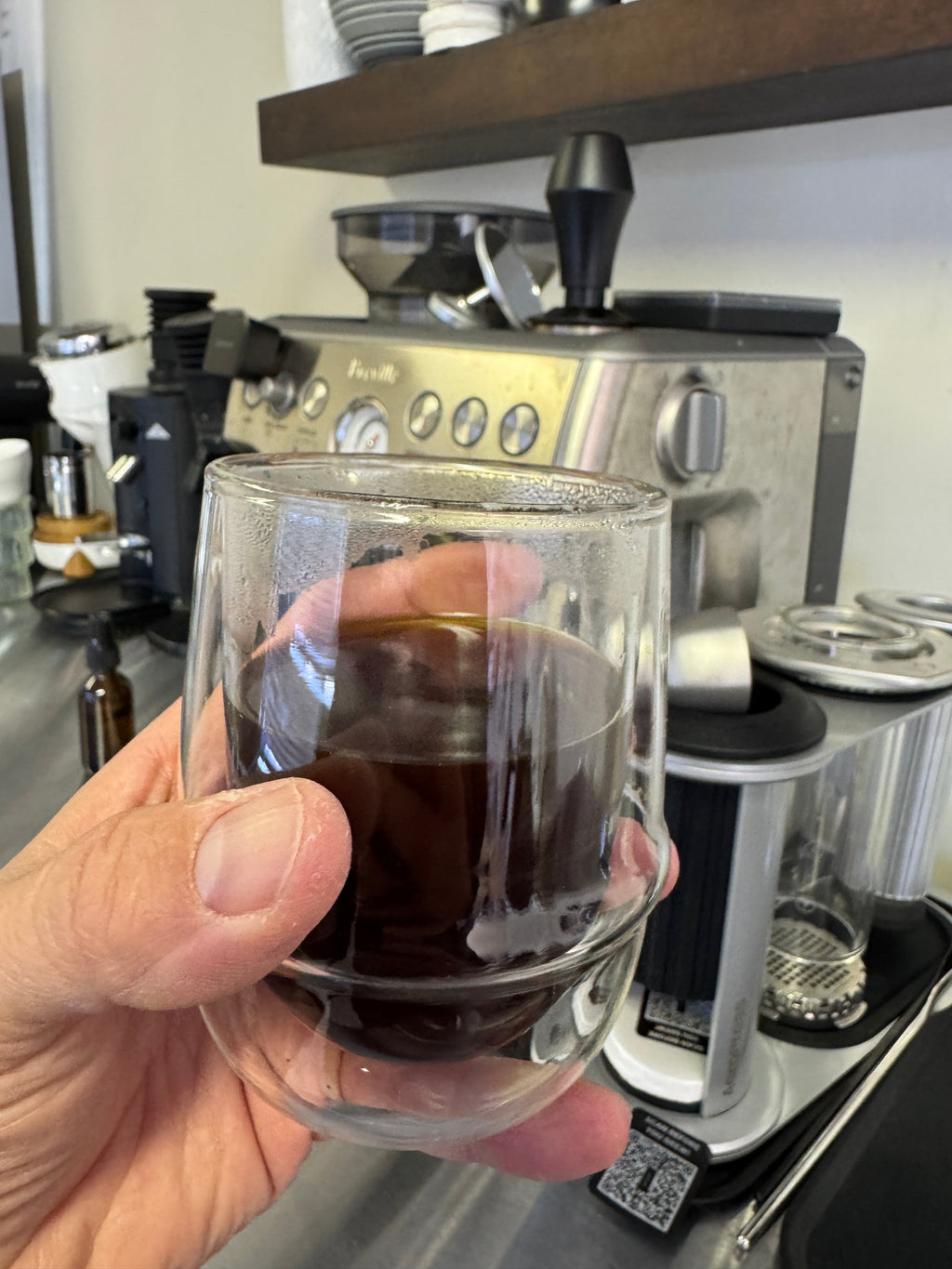 Hand-Blown Double-Wall Floating Coffee Glass – Tall 250ml | Good Brothers Coffee