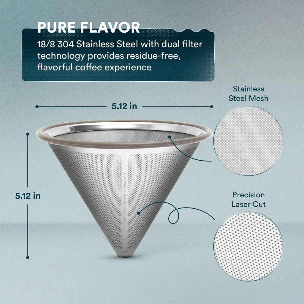 Ovalware Reusable Stainless Steel Pour-Over Filter in Standard Size