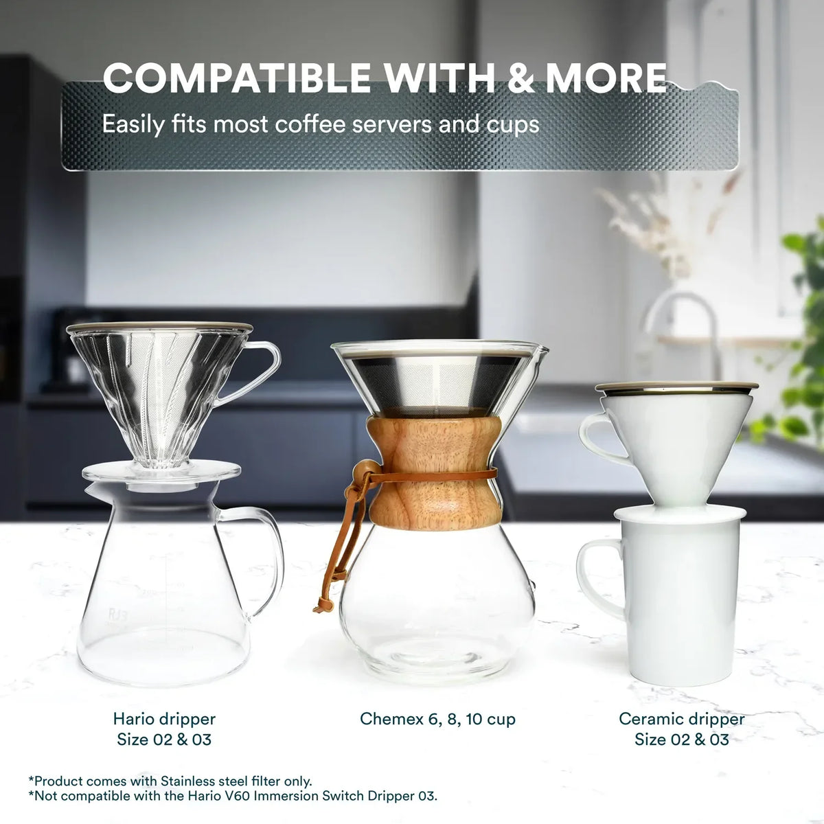 Ovalware Reusable Stainless Steel Pour-Over Filter in Standard Size