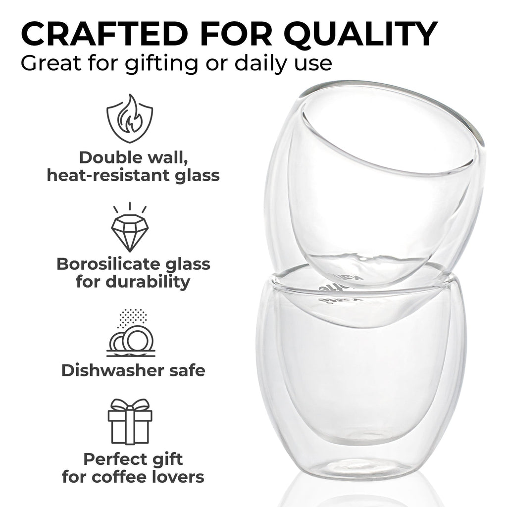 Double‑Wall Espresso Cup Set – 3oz Borosilicate Glass (Set of 2) – KF4040