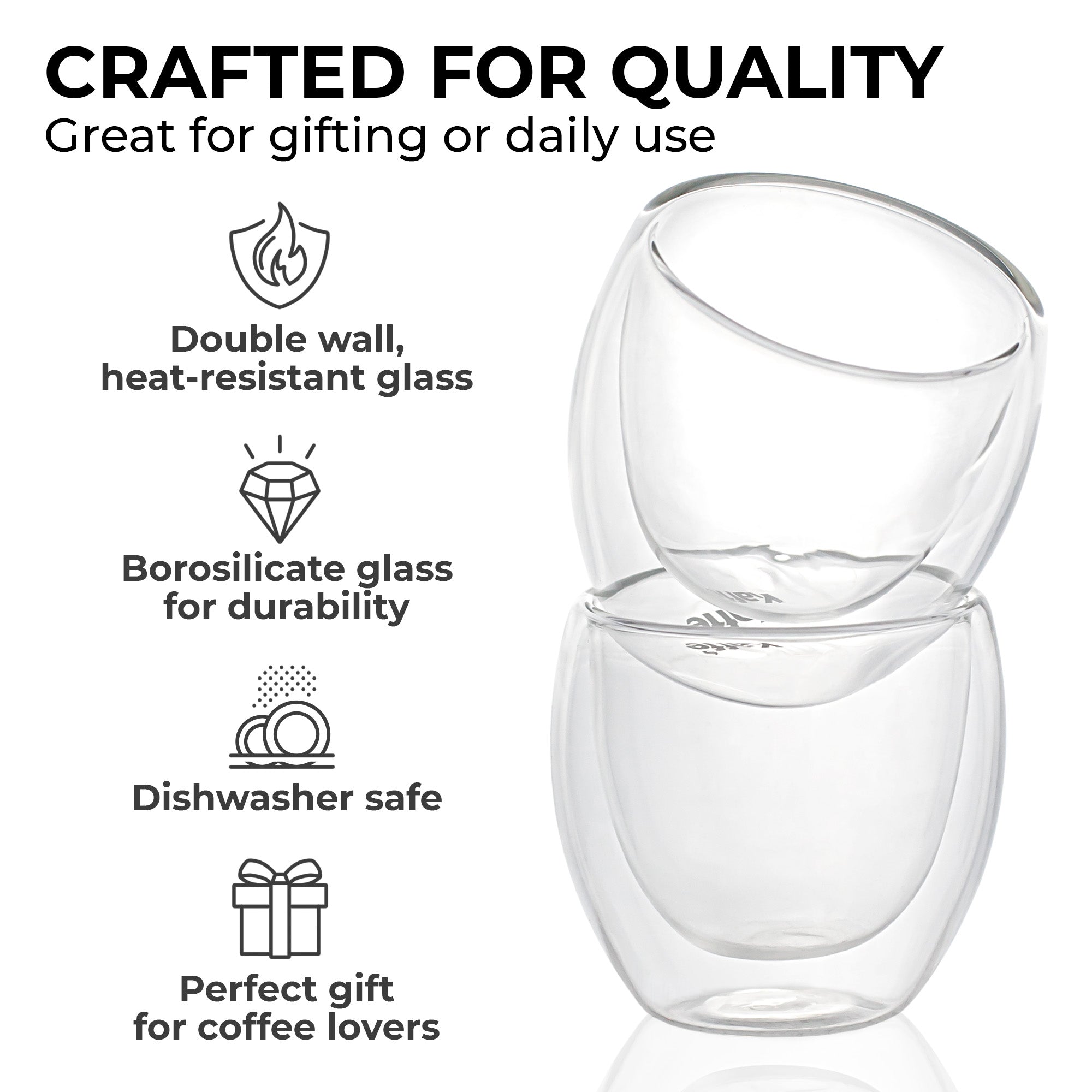 Double‑Wall Espresso Cup Set – 3oz Borosilicate Glass (Set of 2) – KF4040