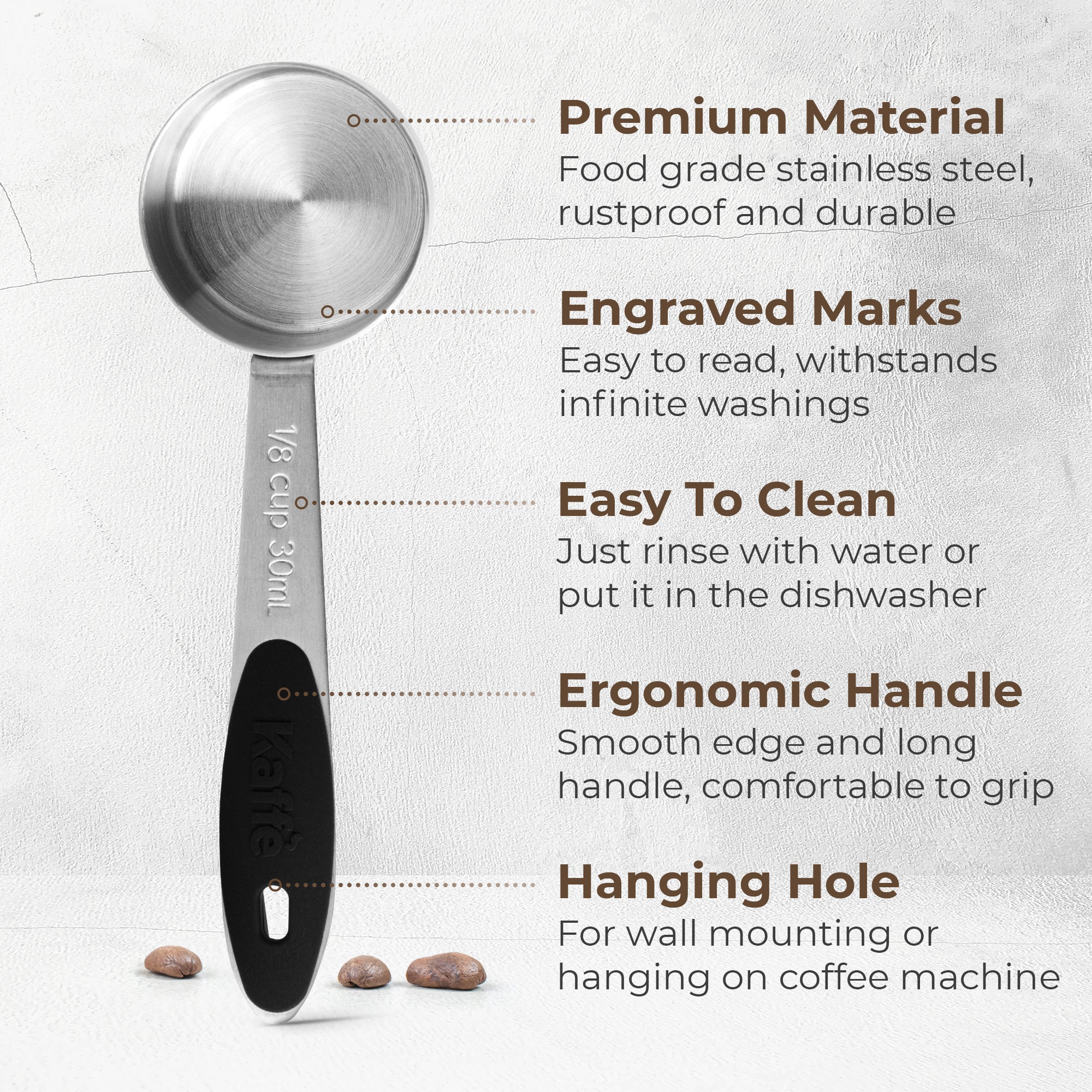 Coffee Measuring Spoon – 1/8 Cup Stainless Steel Scoop