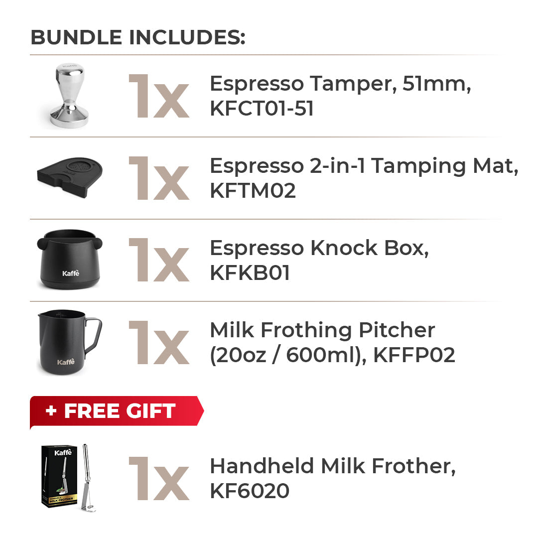 Ultimate Espresso Bundle – 51mm Tamper + Leveler + Puck Screen + Dosing Tools (Kaffe Products)