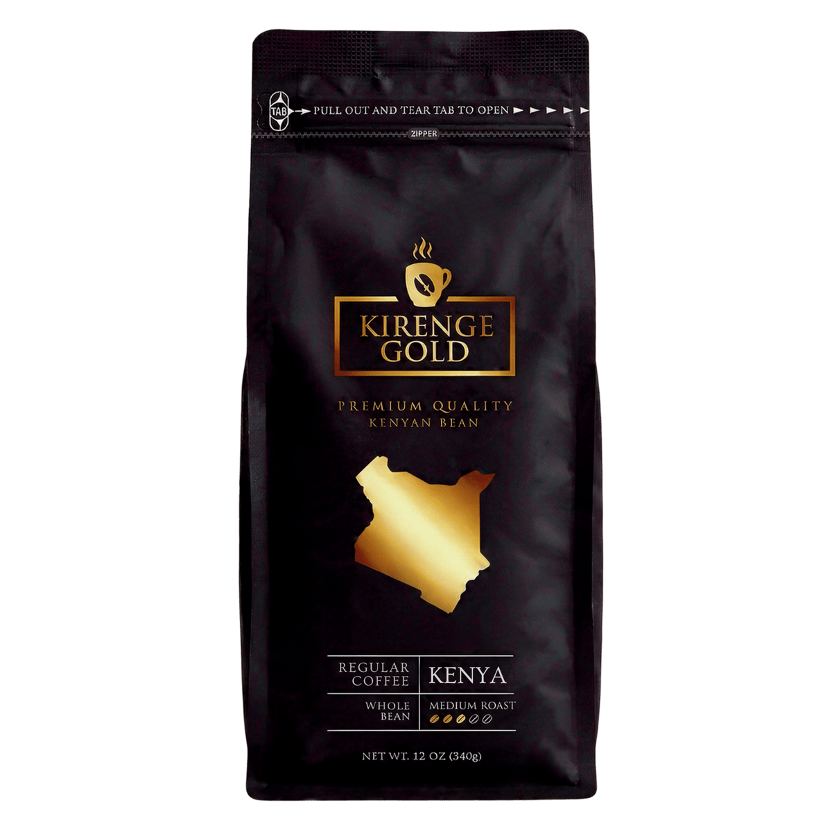 Kirenge Gold Kenyan Medium Roast Coffee, 3-Pack 12oz Whole Bean Bags