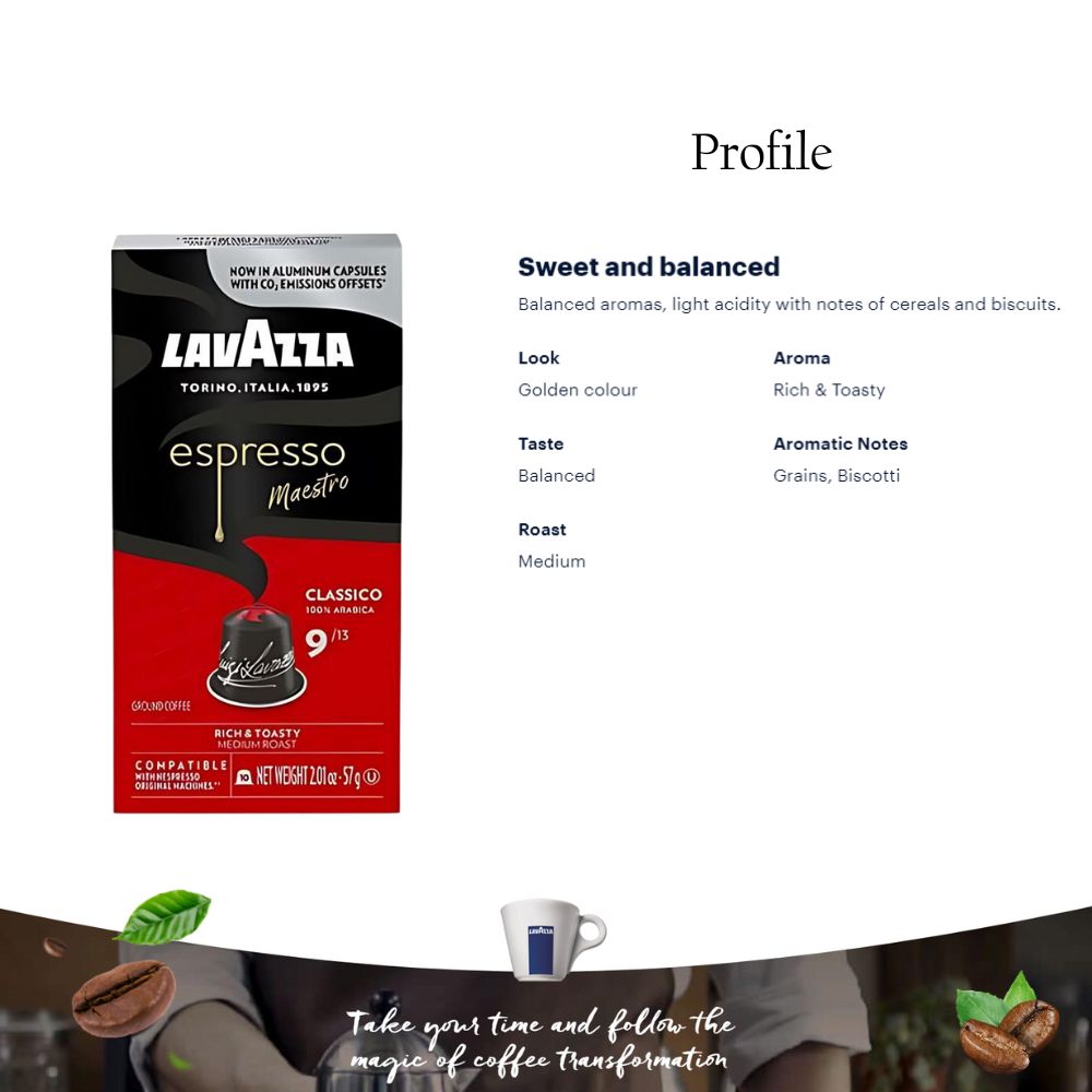 Lavazza Espresso Classico Nespresso Original Capsules, 10 Count