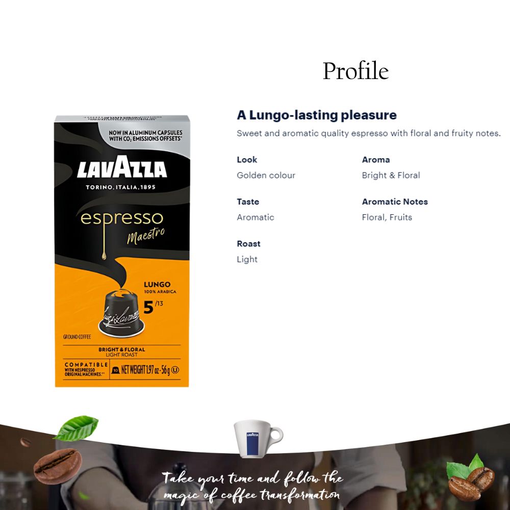 Lavazza Espresso Lungo Nespresso Original Capsules, 10 Count