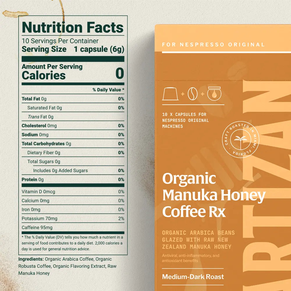 Artizan Organic Manuka Honey Espresso Capsules for Nespresso Original, 10-Pack