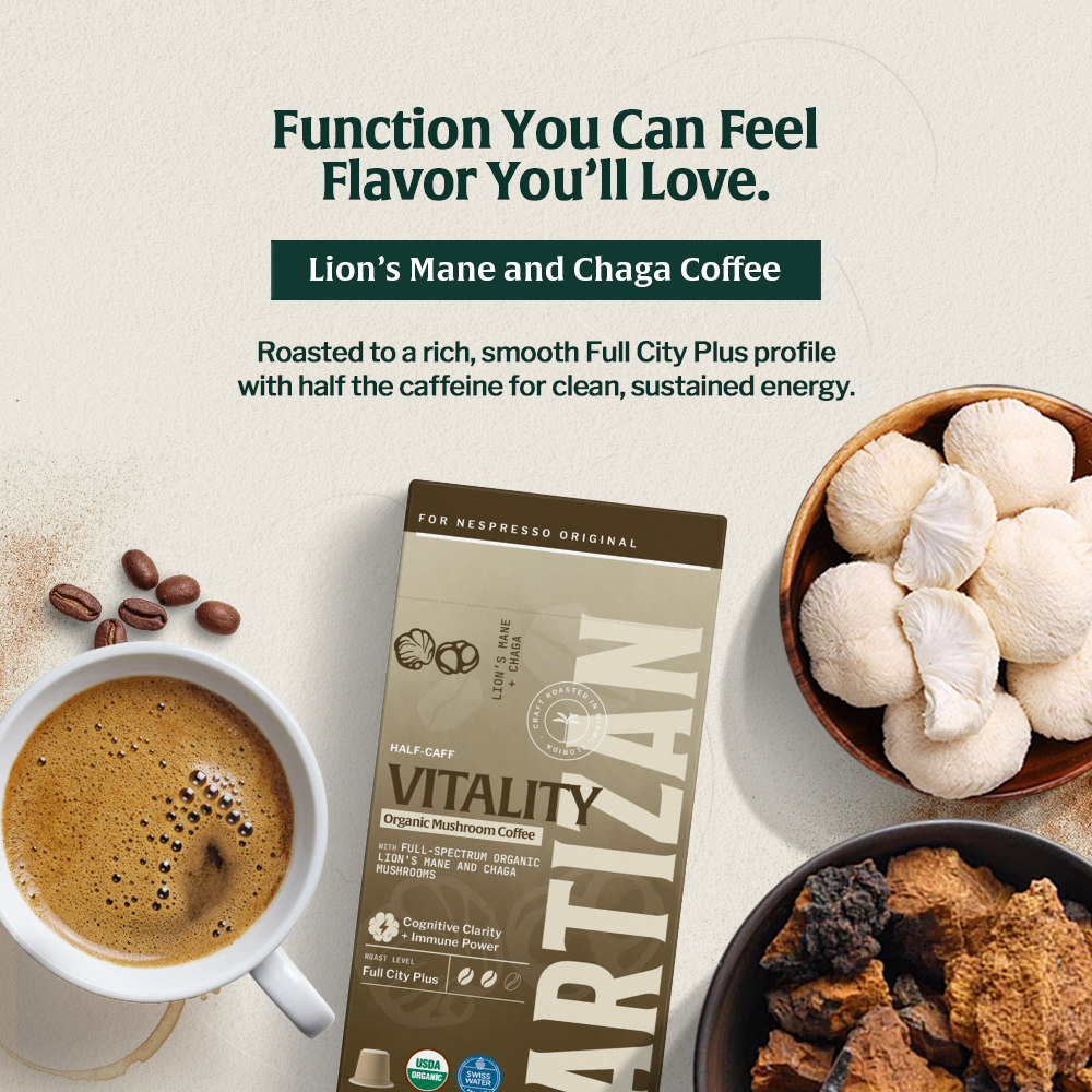 Artizan Organic Mushroom Espresso Capsules for Nespresso Original, 10-Pack