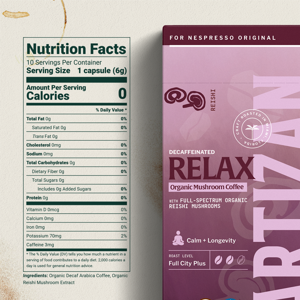 Artizan Organic Reishi Decaf Espresso Capsules – Nespresso Compatible