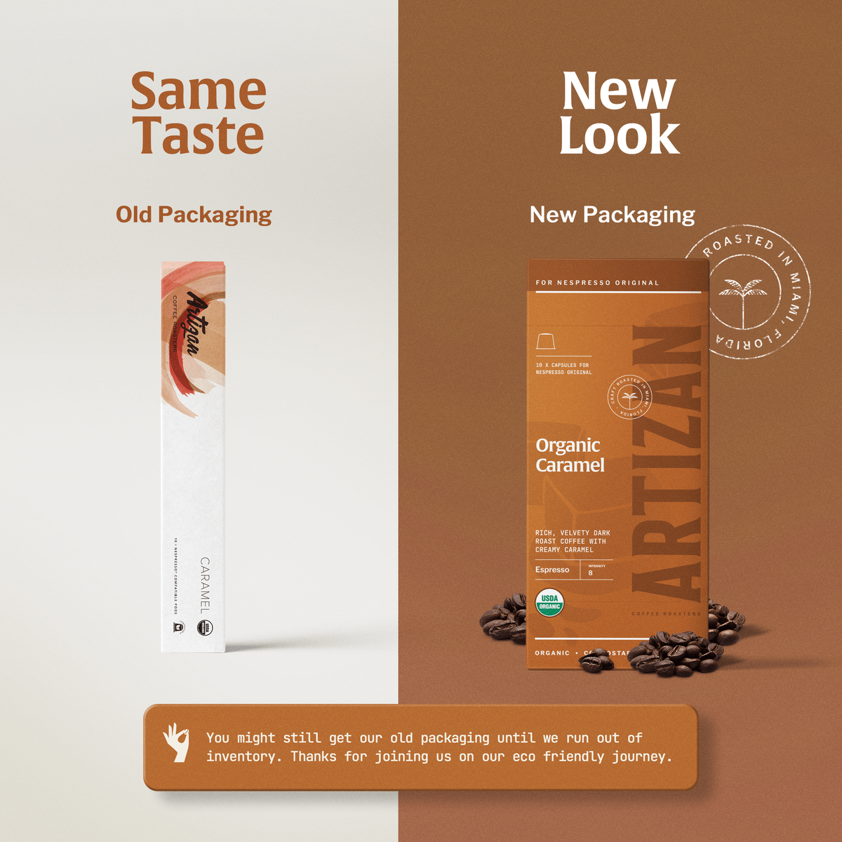 Artizan Organic Caramel Espresso Capsules – 10 Count