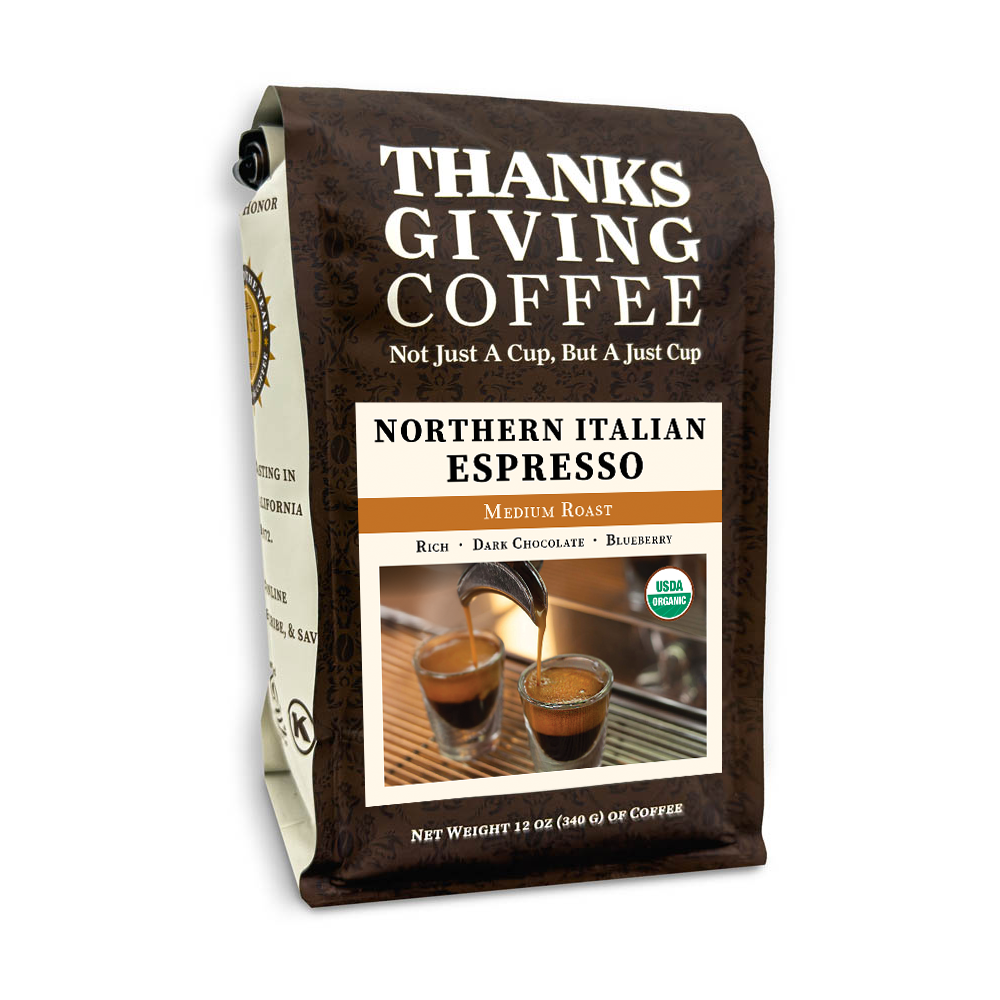 Thanksgiving Coffee Company Northern Italian Style Espresso – Medium Roast Coffee Blend