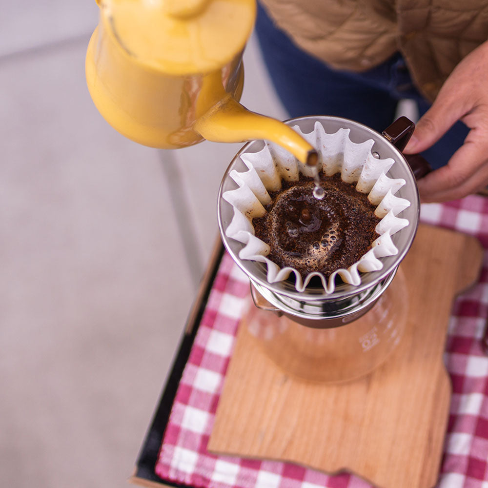 Kalita Wave 185 Pour Over Set | Stainless Steel Dripper + 100 Filters