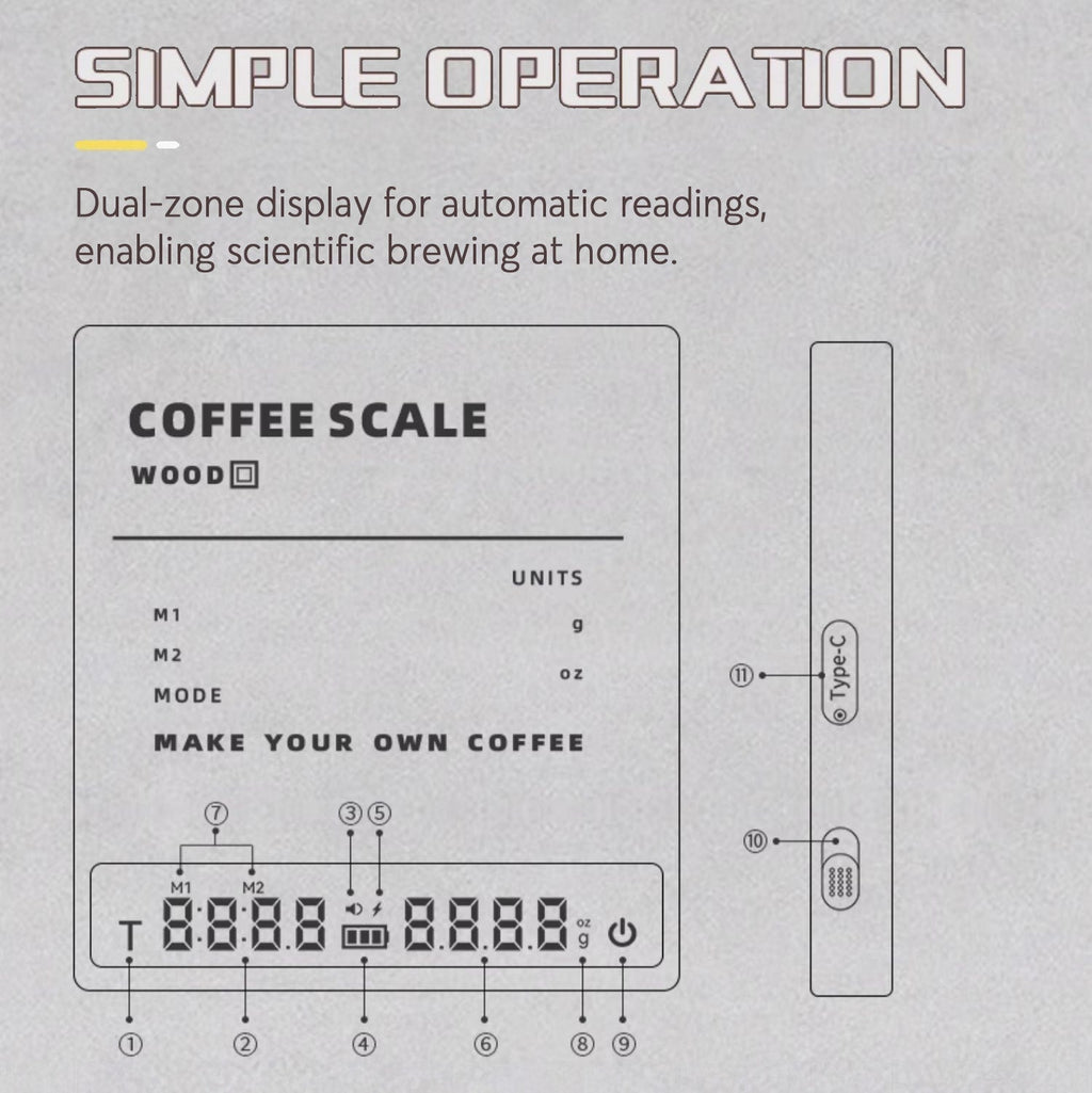 High Precision Wooden Coffee Scale with Touch Sensor - Shop Coffee Hobby