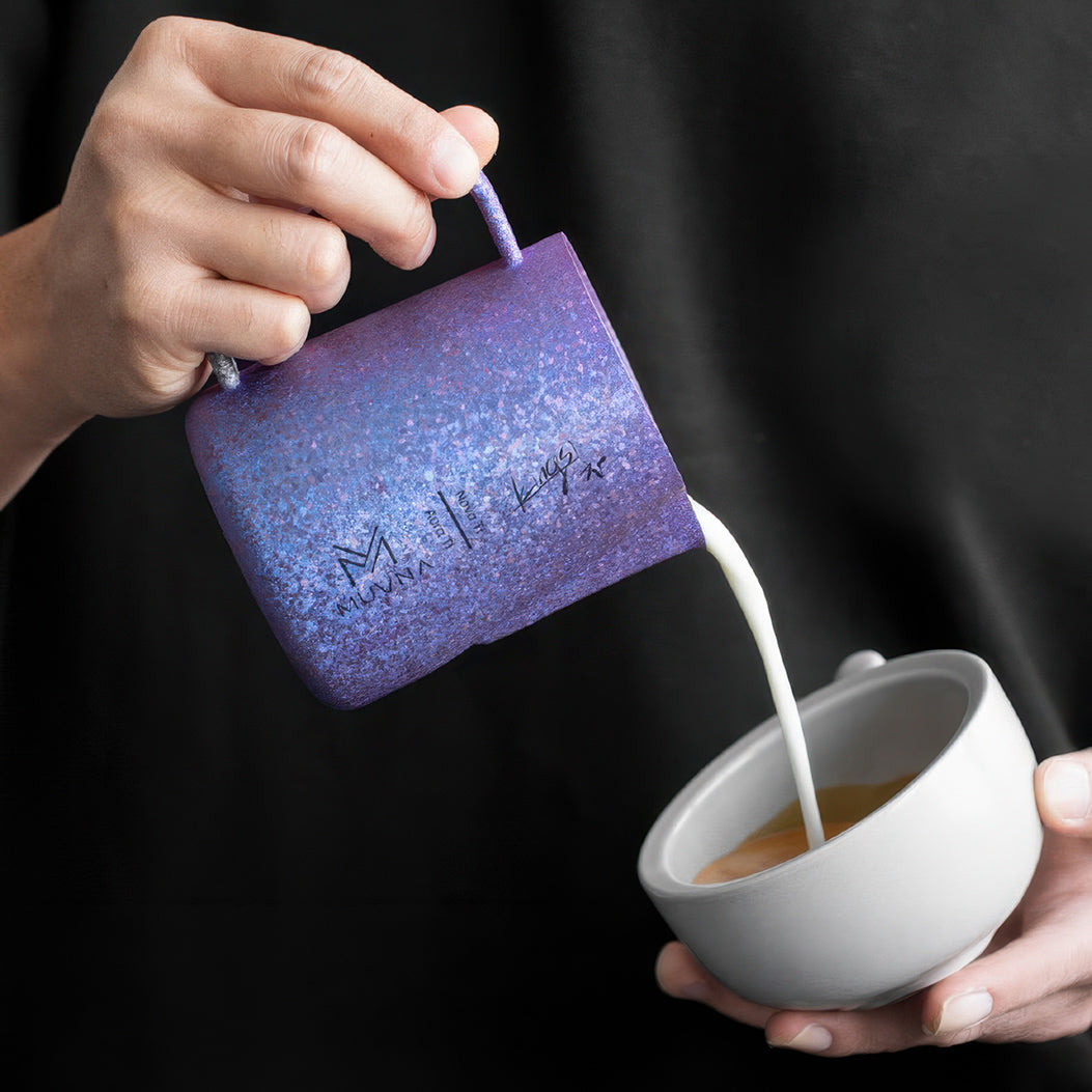 Aurora Crystal Titanium Latte Pitcher - Shop Coffee Hobby