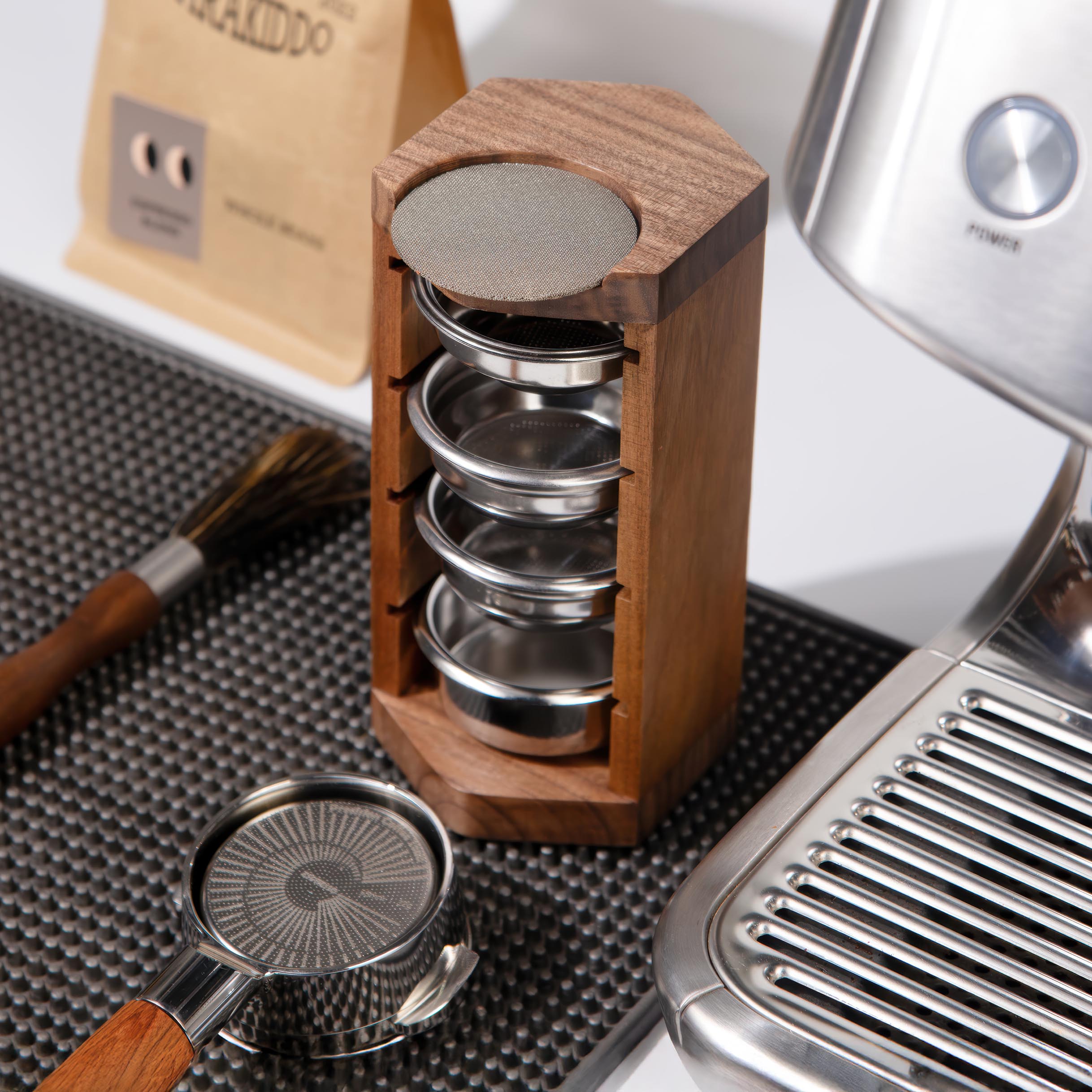 Handcrafted Wooden Portafilter Basket Storage - Shop Coffee Hobby
