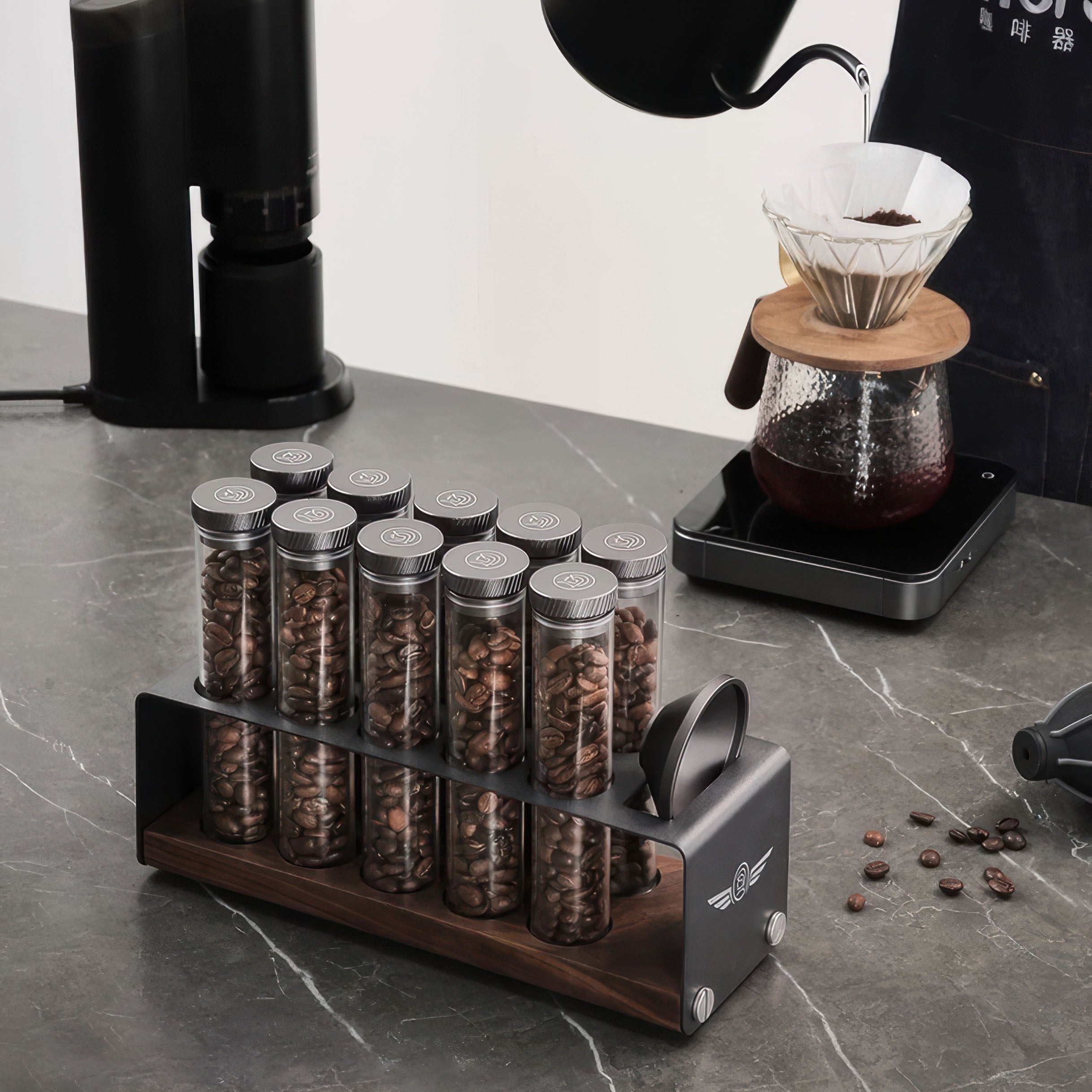 Pro Coffee Bean Storage Display & Degassing Stand - Shop Coffee Hobby