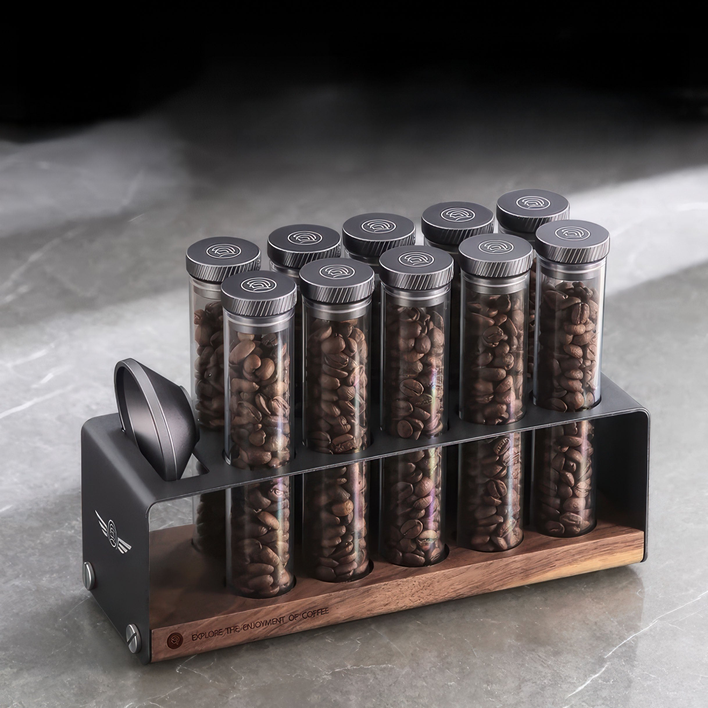 Pro Coffee Bean Storage Display & Degassing Stand - Shop Coffee Hobby