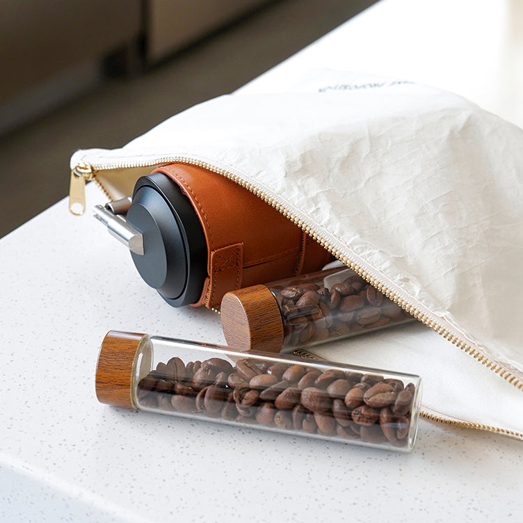 Coffee Bean Storage Tubes With Walnut Wood Base - Shop Coffee Hobby