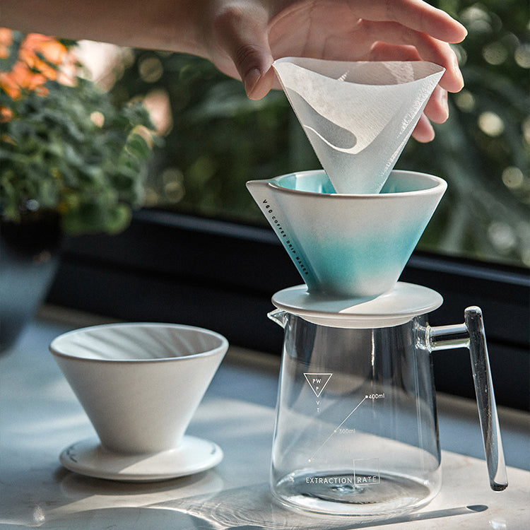 V60 Ceramic Pour Over Coffee Dripper with Sharing Pot - Shop Coffee Hobby