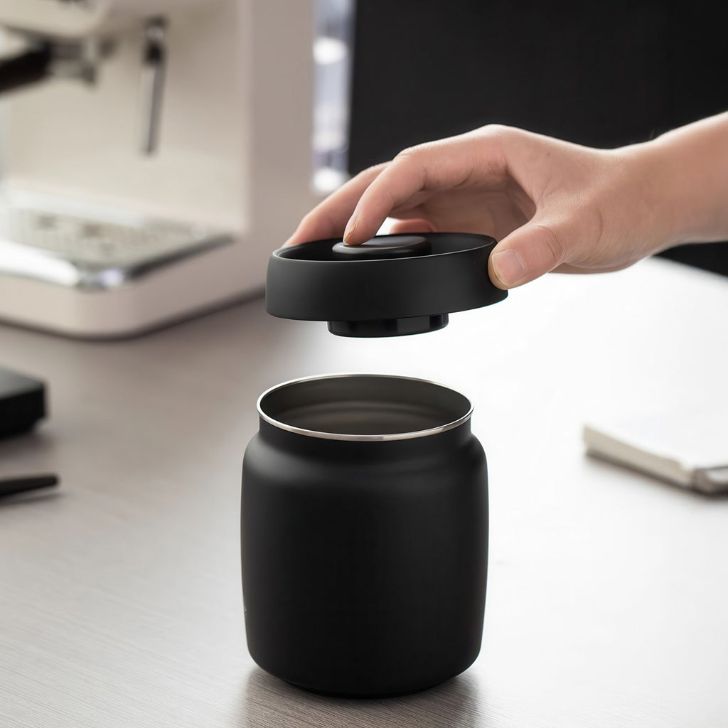 Black Coffee Bean Storage Canister - Shop Coffee Hobby