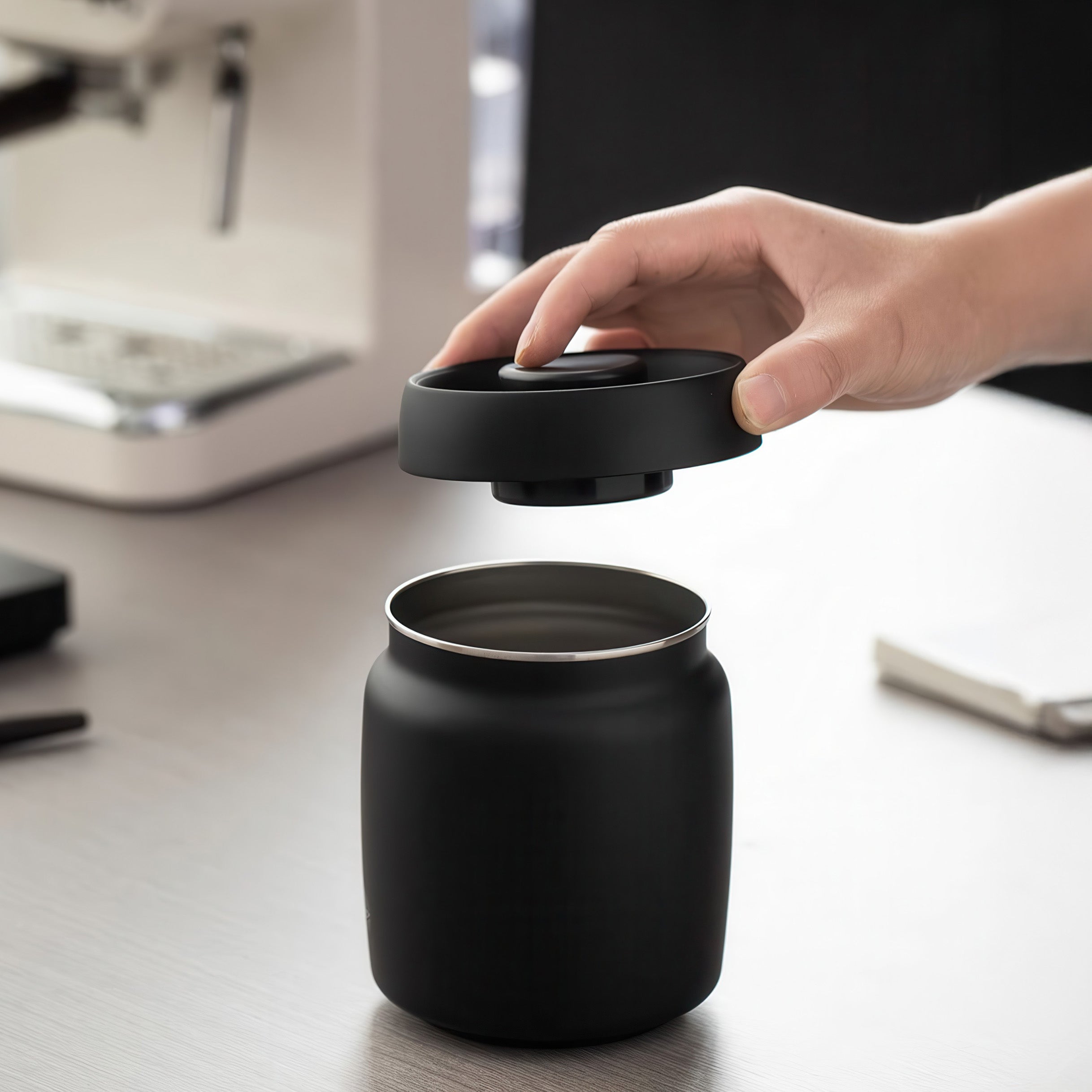 Black Coffee Bean Storage Canister - Shop Coffee Hobby