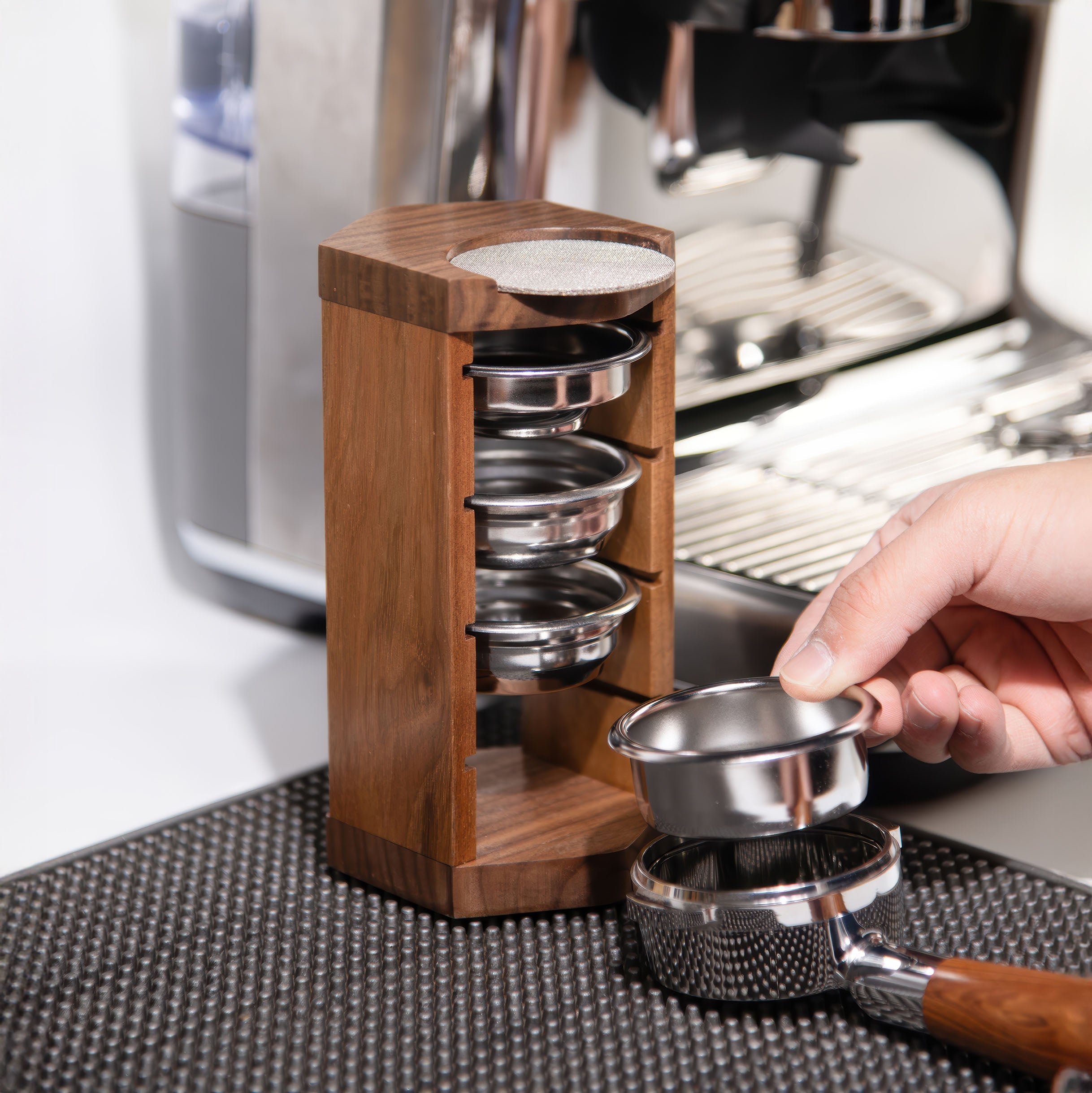 Handcrafted Wooden Portafilter Basket Storage - Shop Coffee Hobby