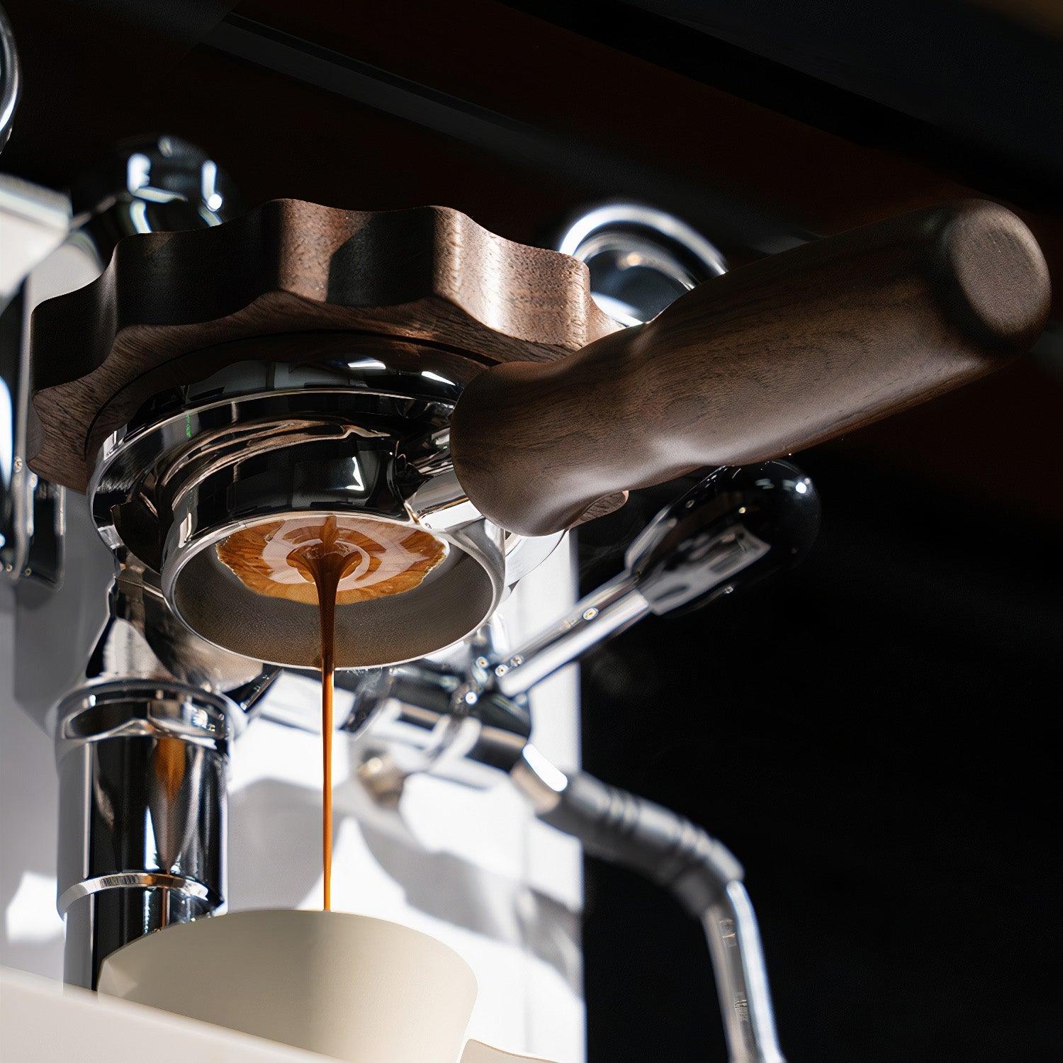 Stainless Steel Bottomless Portafilter with Walnut Handle - Shop Coffee Hobby