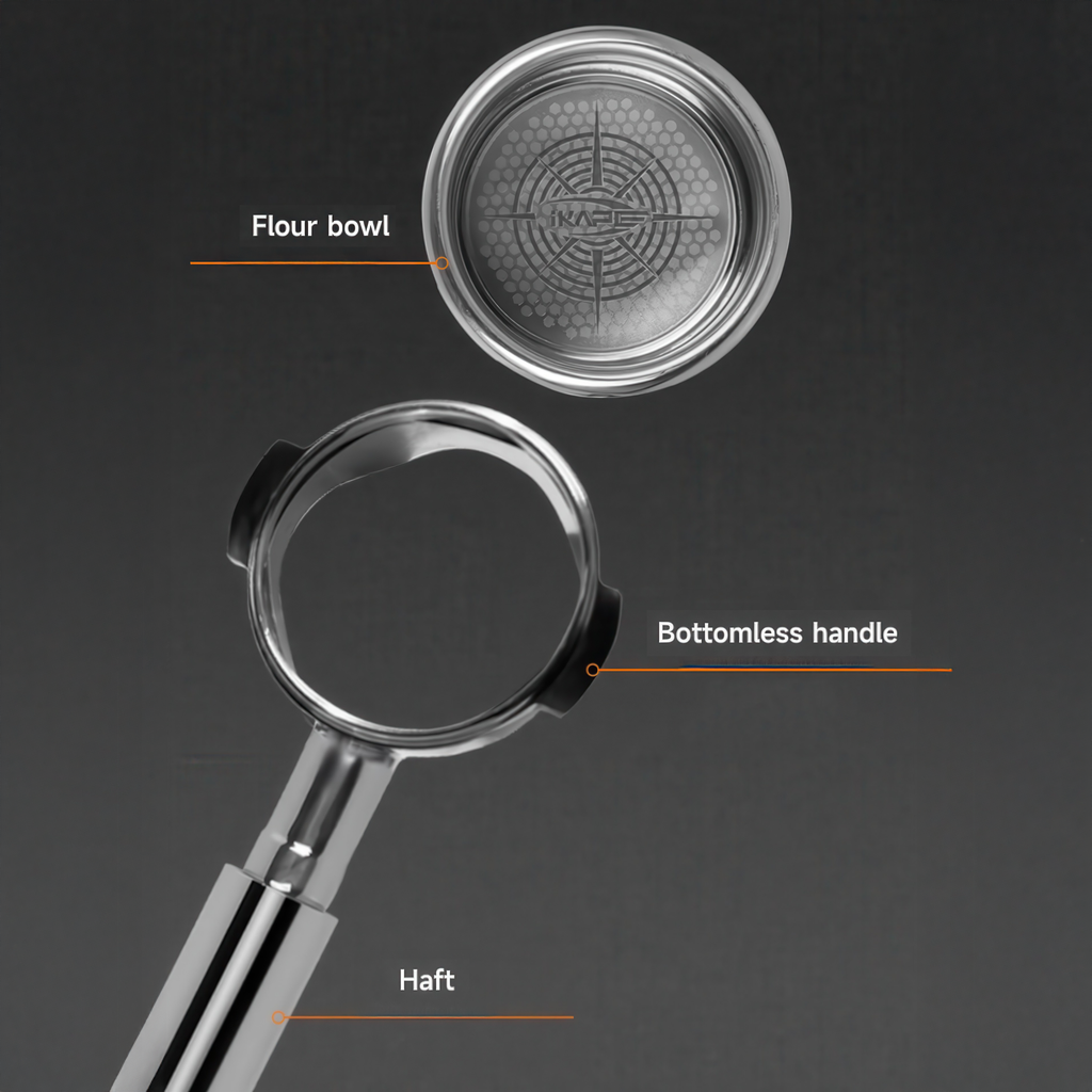 Openwork Bottomless Portafilter with High Extraction Basket