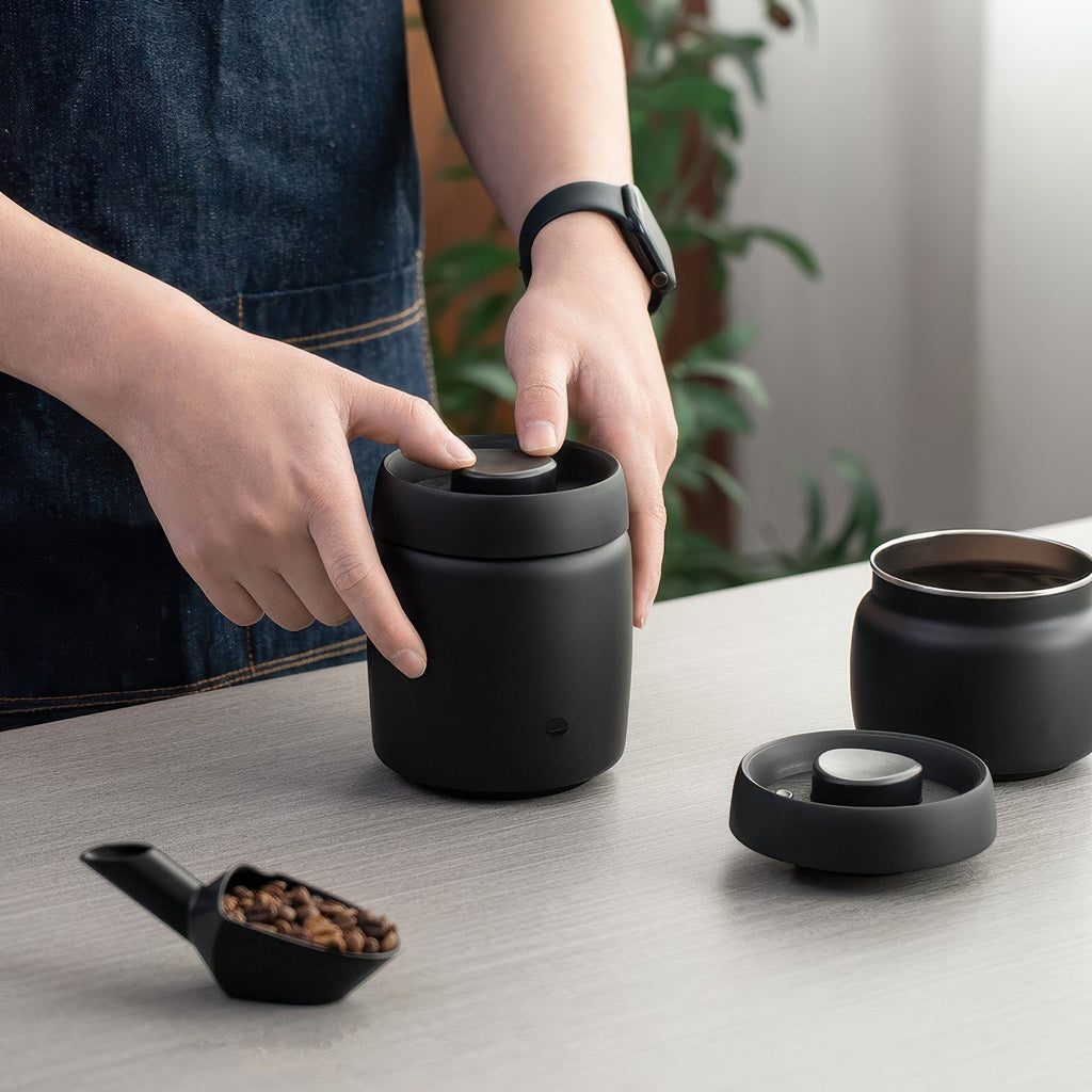 Black Coffee Bean Storage Canister - Shop Coffee Hobby