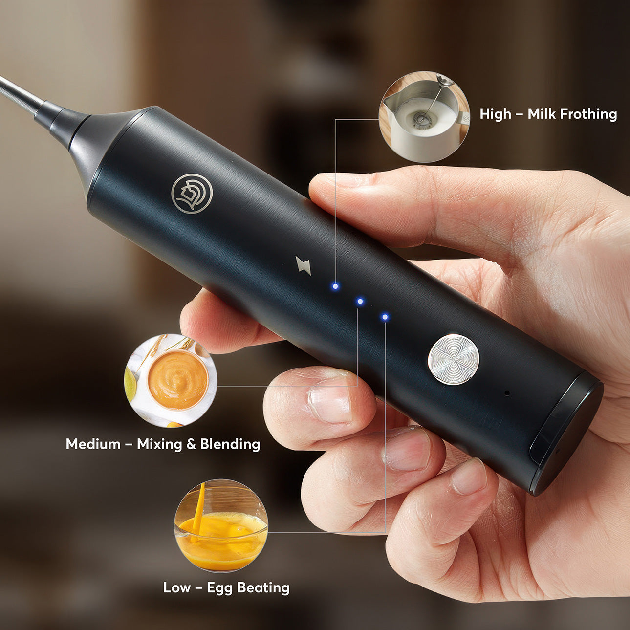 Rechargeable Milk Frother with Stepless Speed Control - Shop Coffee Hobby