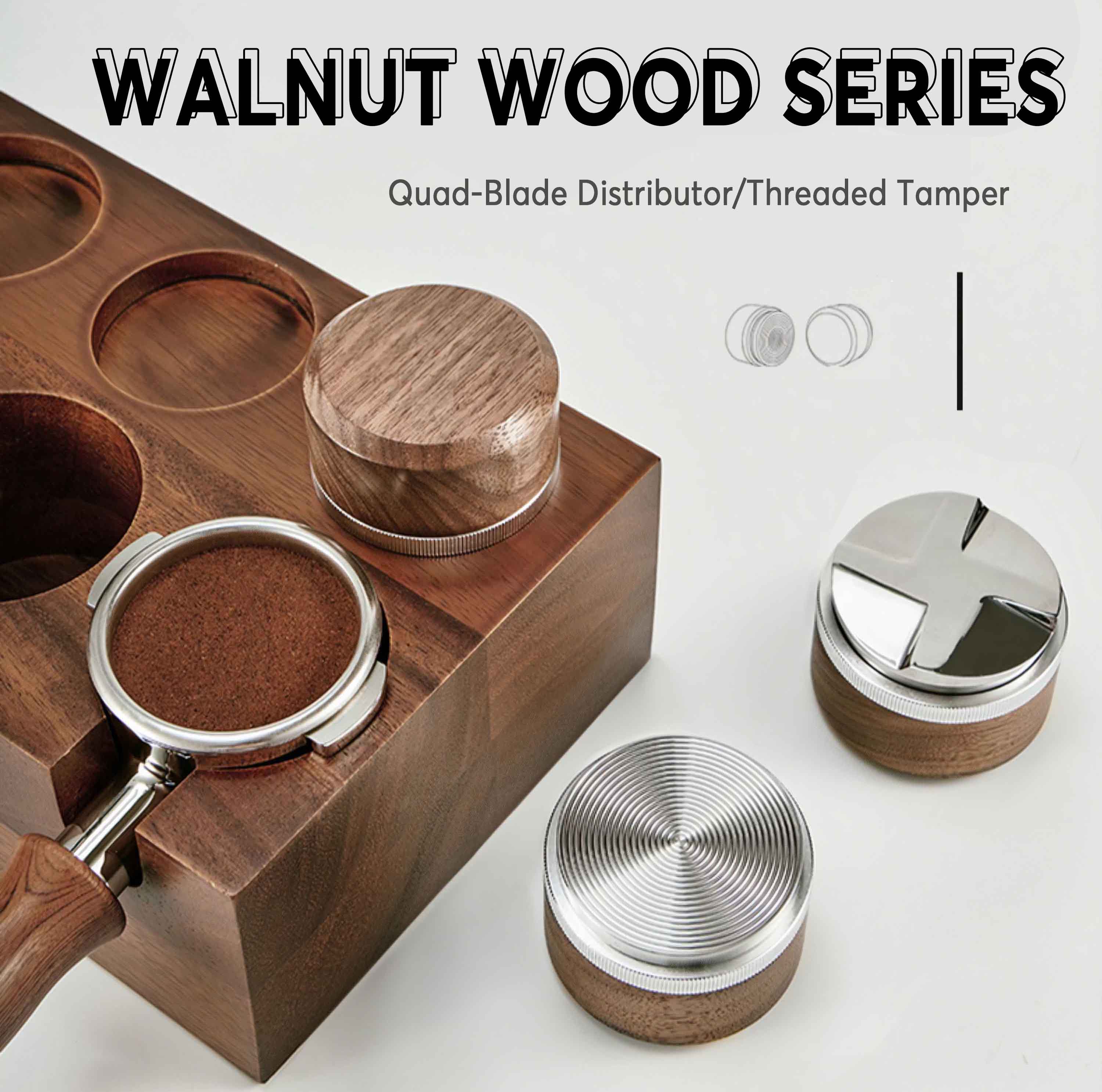 Tamper & Distributor with Wooden Handle - Shop Coffee Hobby