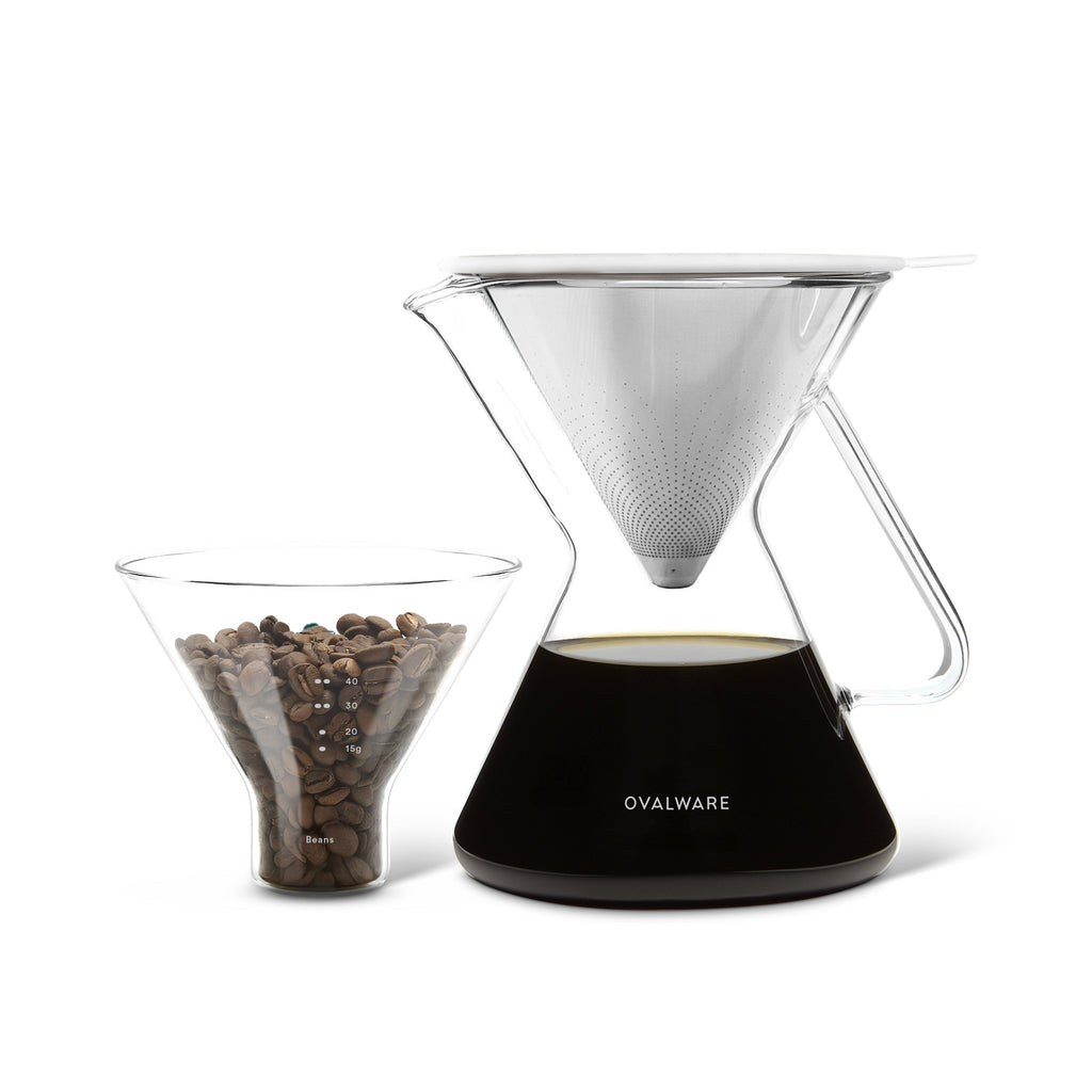 Ovalware Pour-Over Coffee Maker with Stainless Steel Filter – 500ml/17oz