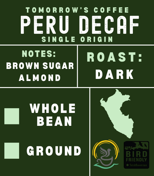 Medium roast Wind Down Cup Organic Decaf Coffee beans.