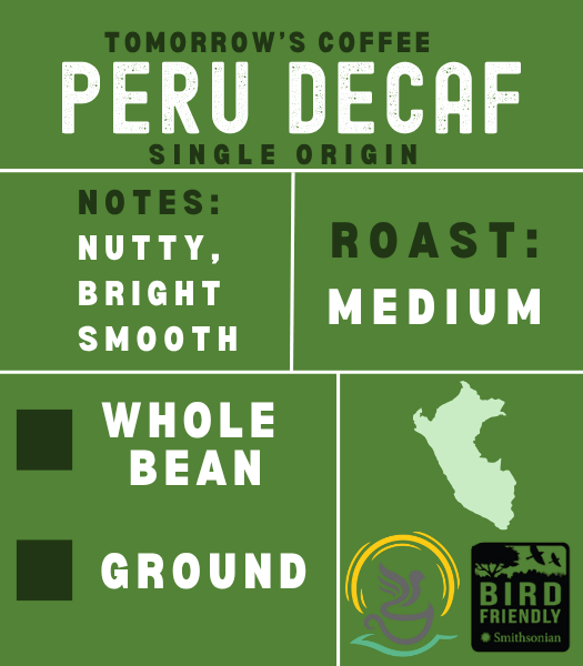 Medium roast Wind Down Cup Organic Decaf Coffee beans.