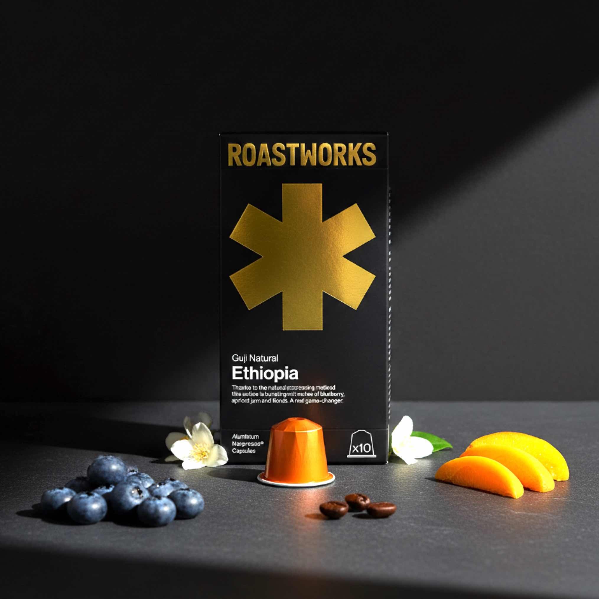 RoastWorks Pods: Ethiopia Guji – Bright Single Origin Nespresso Compatible Coffee (10 Pack) - Shop Coffee Hobby