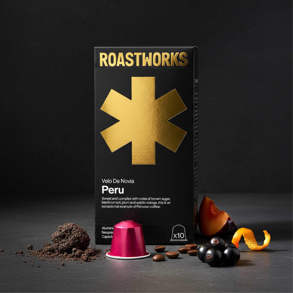RoastWorks Pods: Peru Velo De Novia – Single Origin Nespresso Compatible Coffee (10 Pack) - Shop Coffee Hobby