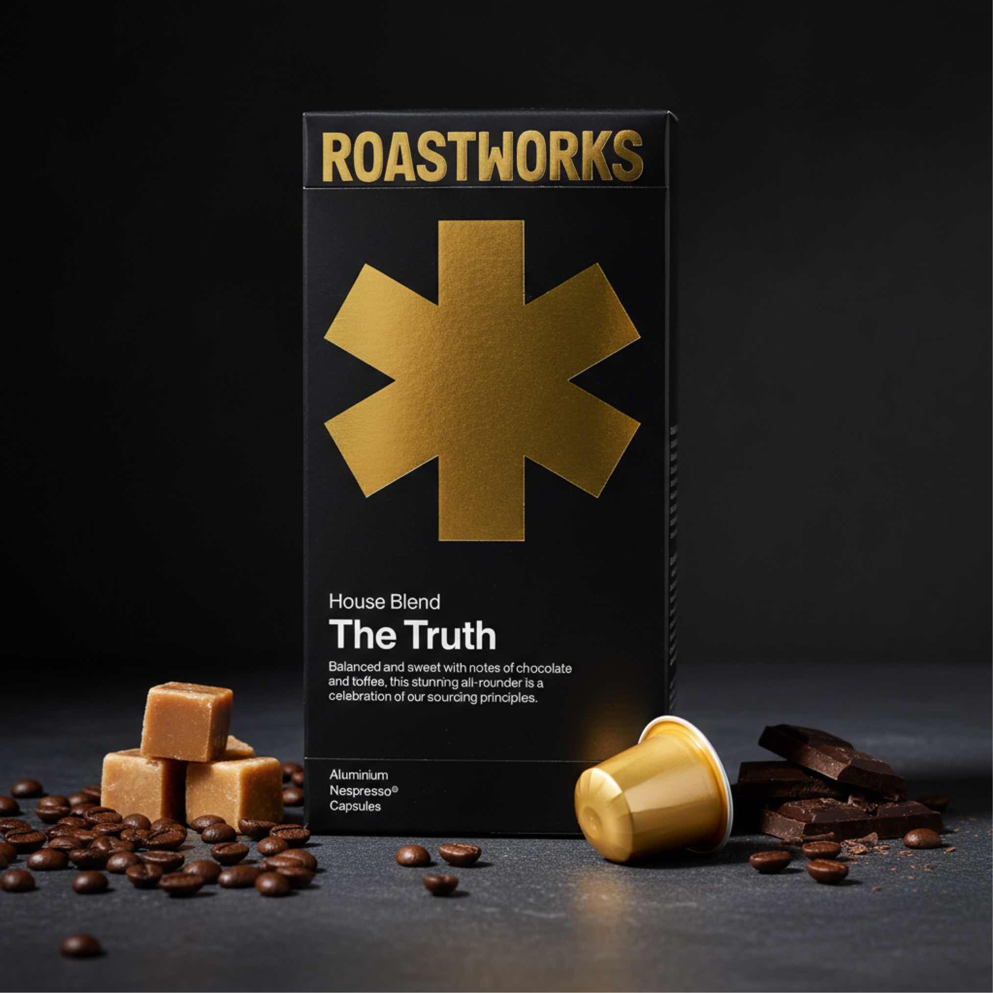 RoastWorks Pods: The Truth – Chocolate‑Forward Nespresso Compatible Coffee (10 Pack) - Shop Coffee Hobby