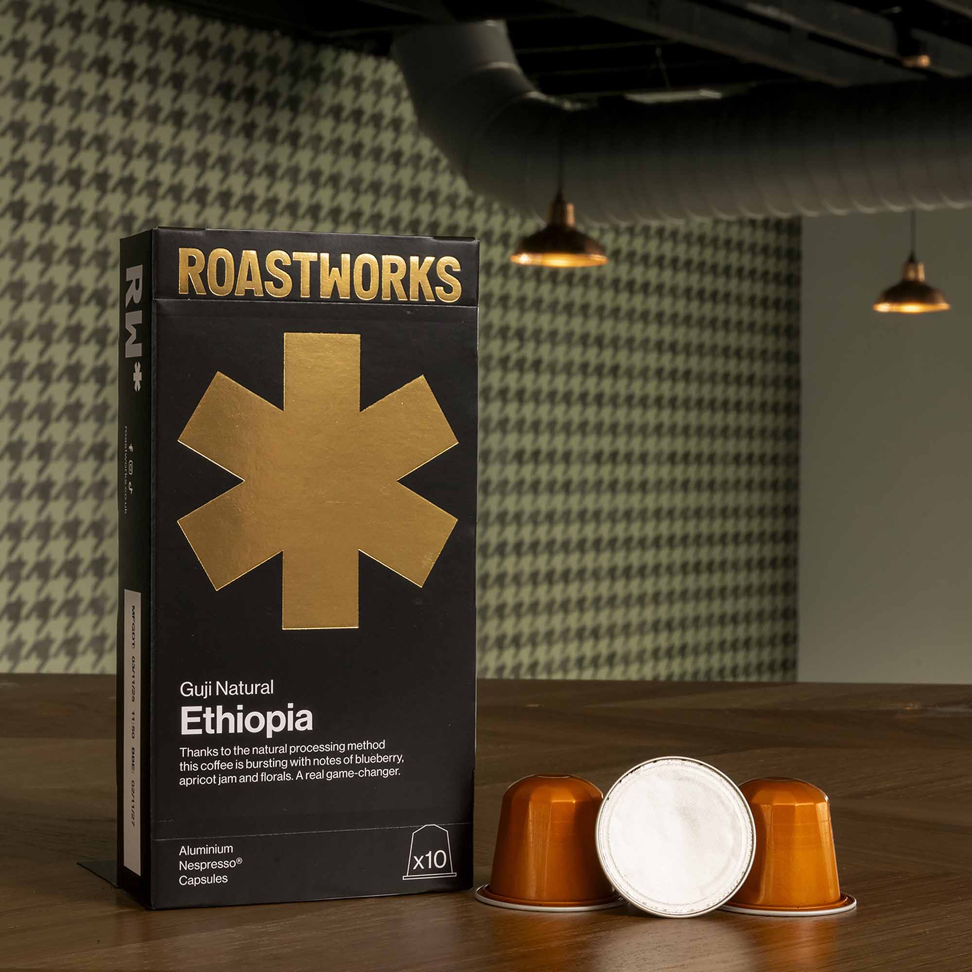 RoastWorks Pods: Ethiopia Guji – Bright Single Origin Nespresso Compatible Coffee (10 Pack) - Shop Coffee Hobby
