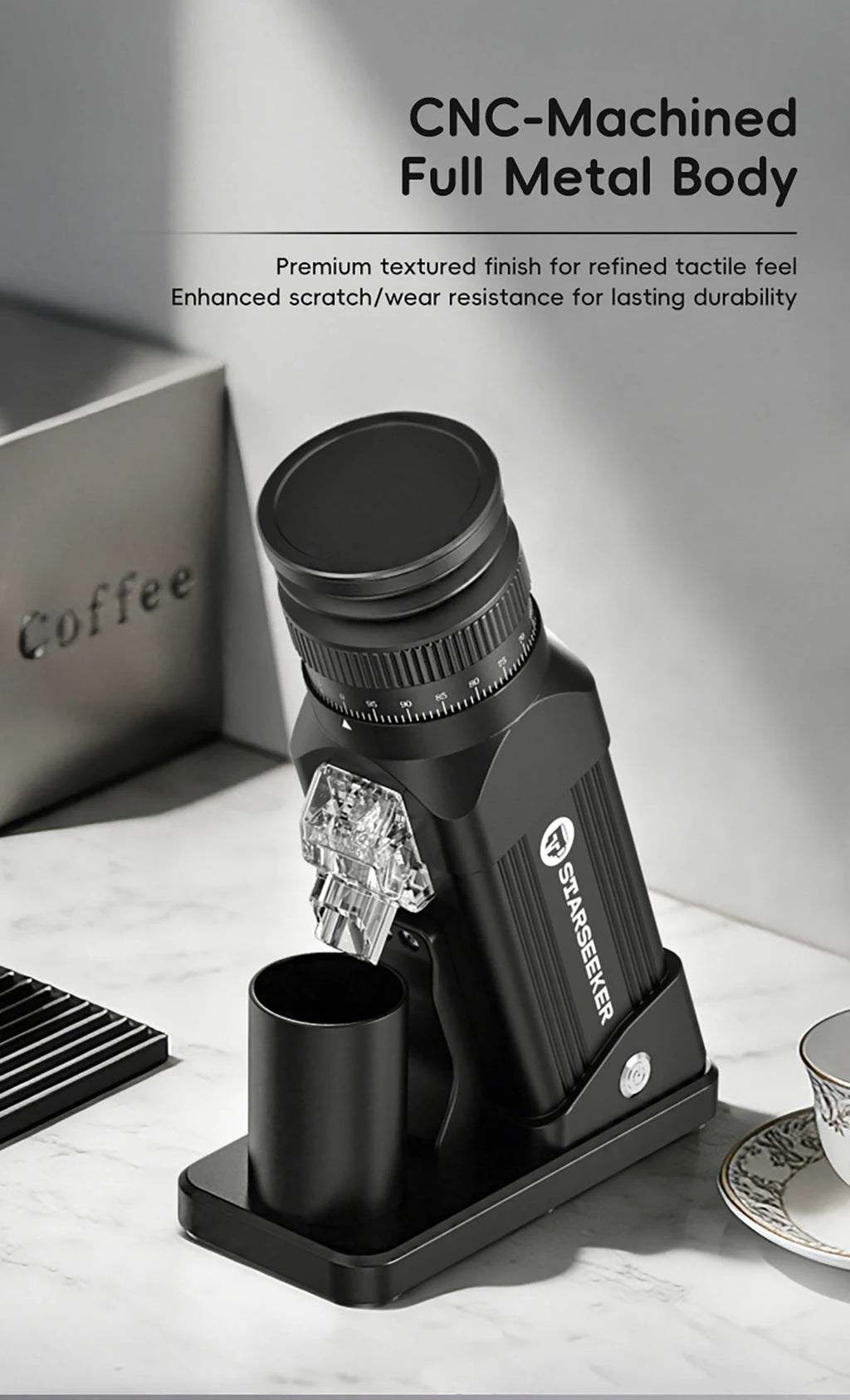 64mm titanium-coated flat burrs for the STARSEEKER E64 Espresso Grinder