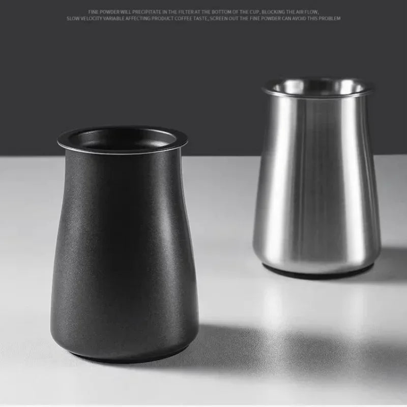 Vivalo Stainless Steel Coffee Grounds Sifter with Lid for easy pouring and storage.