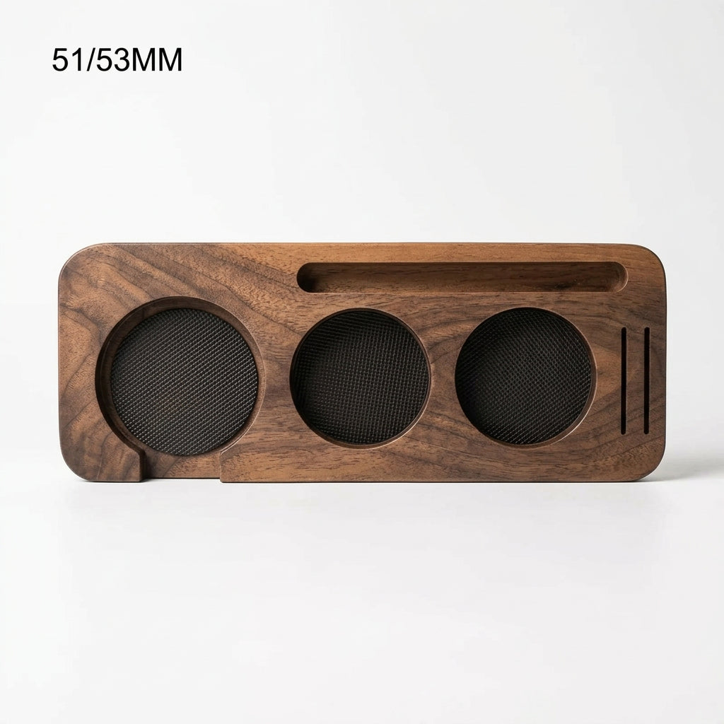 Vivalo Wooden Espresso Tamping Station – Walnut 51-53mm