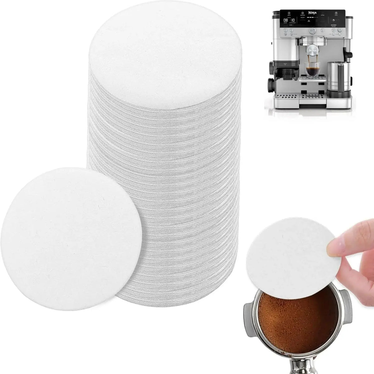 54mm Espresso Paper Puck Filters, 500 Count for Specialty Coffee Machines